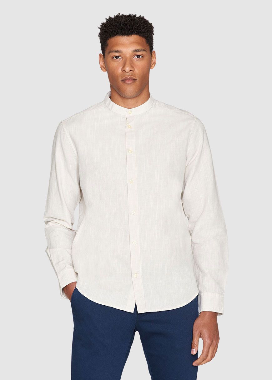 Regular Linen Stand Collar Shirt Regular Linen Stand Collar Shirt