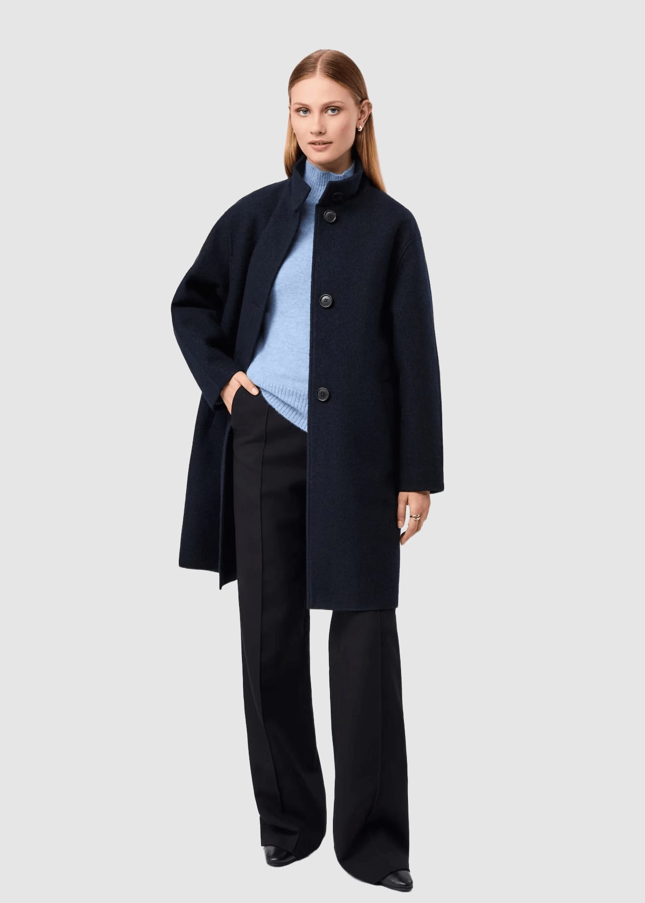 Kurzer Mantel Aus Walk Mit Membran Navy