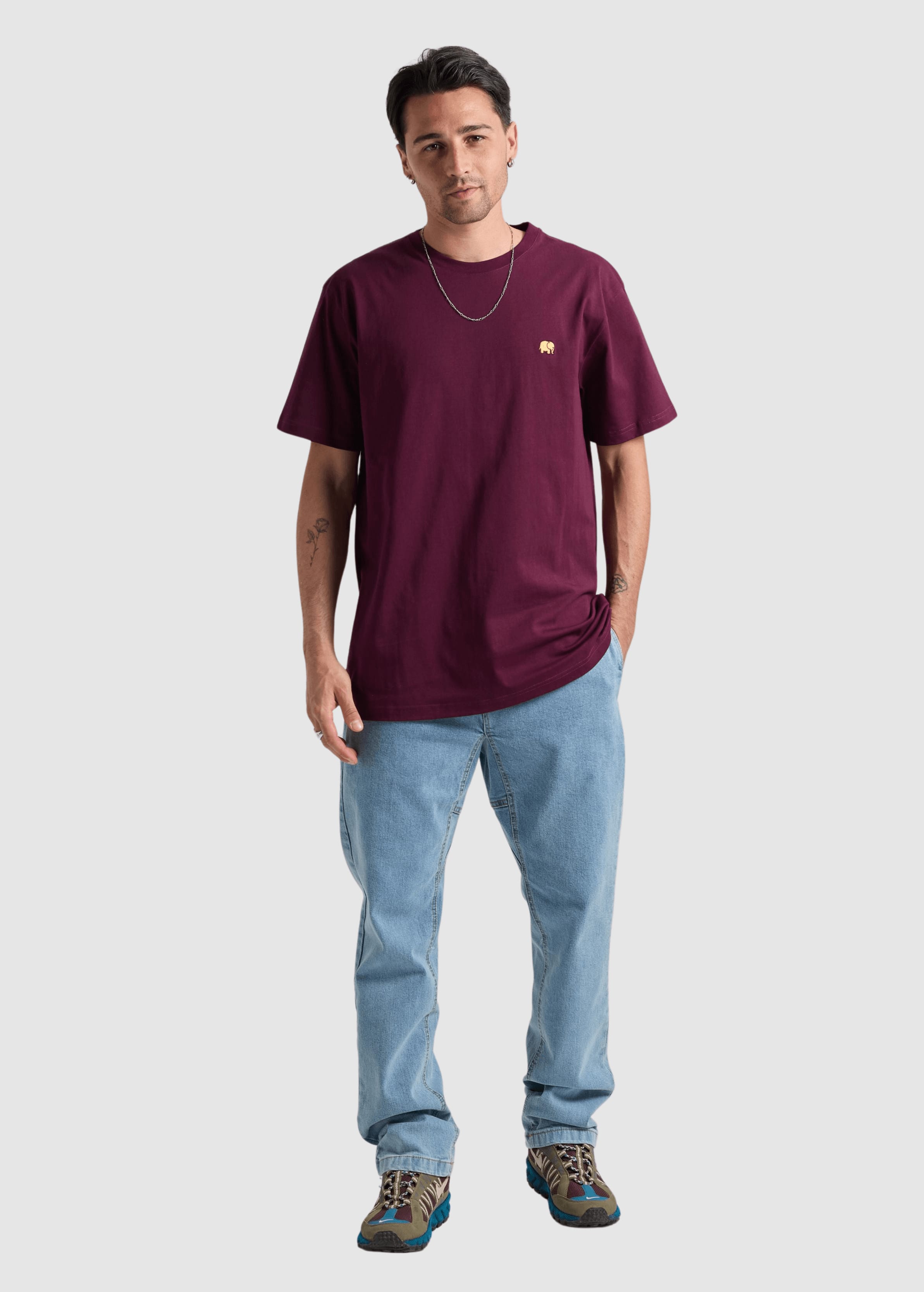 Organic Essential T-Shirt Wine Red