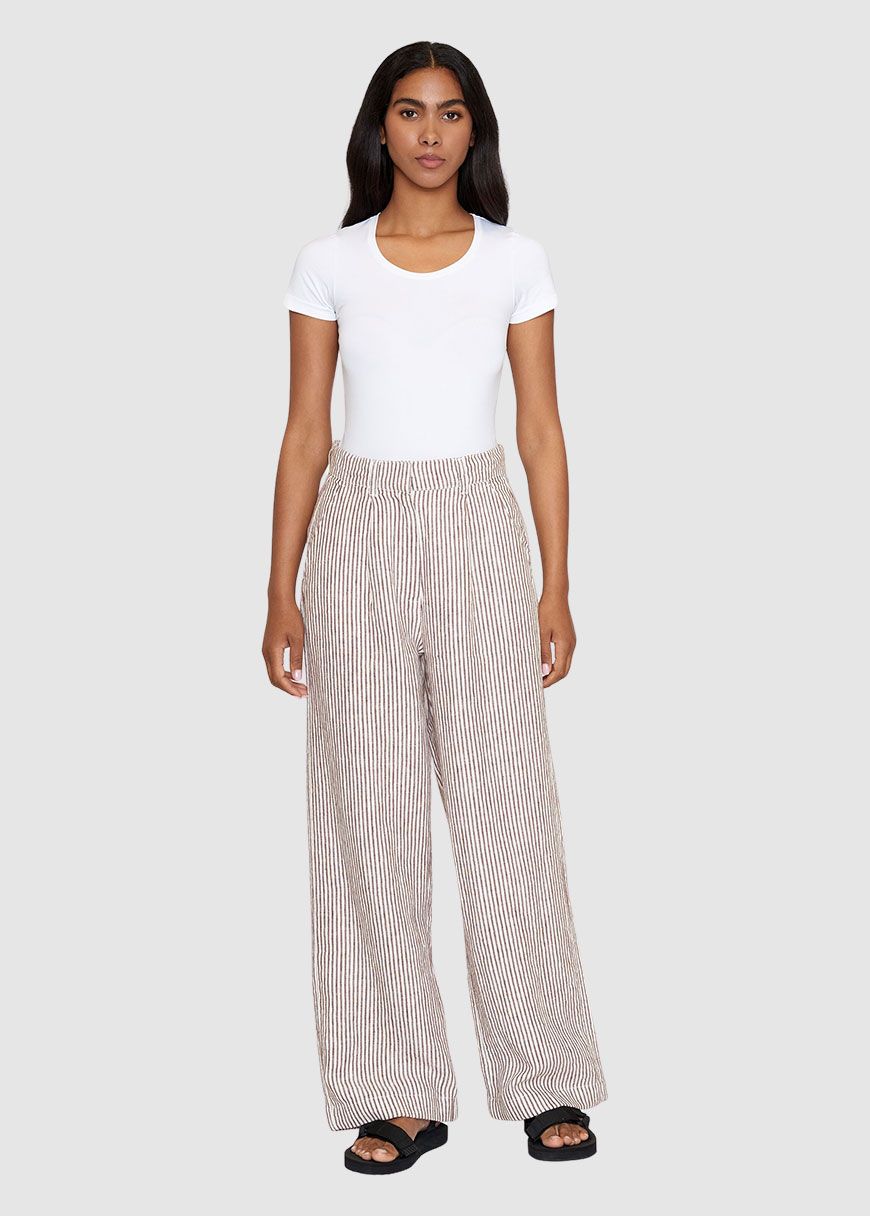 Posey Wide Mid-Rise Striped Linen Pants