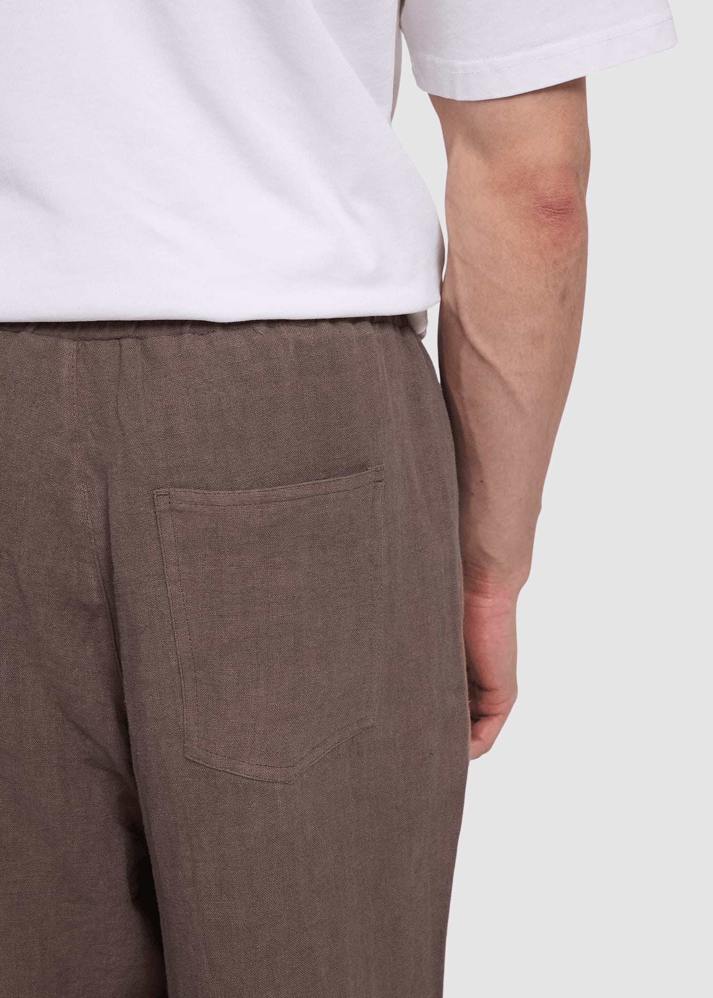 Linen Pull-On Pants Grey Brown