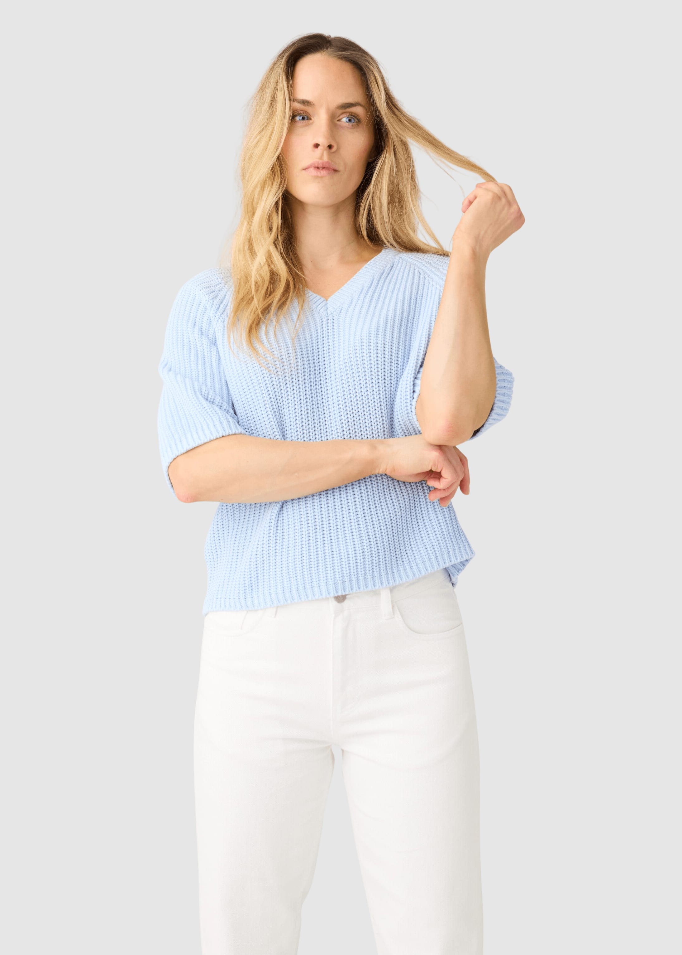 V-Neck Short Sleeve Knit Skyway V-Neck Short Sleeve Knit Skyway