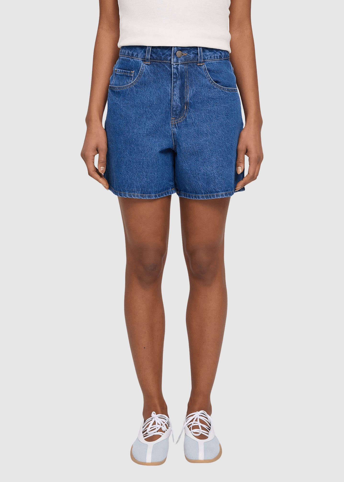 Denim Shorts Mid Blue Wash Denim Shorts Mid Blue Wash