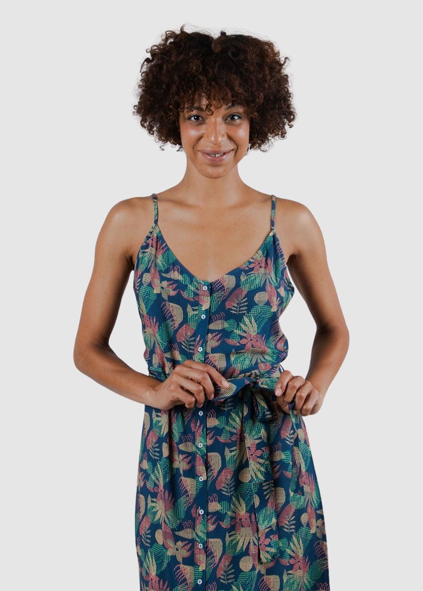 Flower Vichy Strap Dress