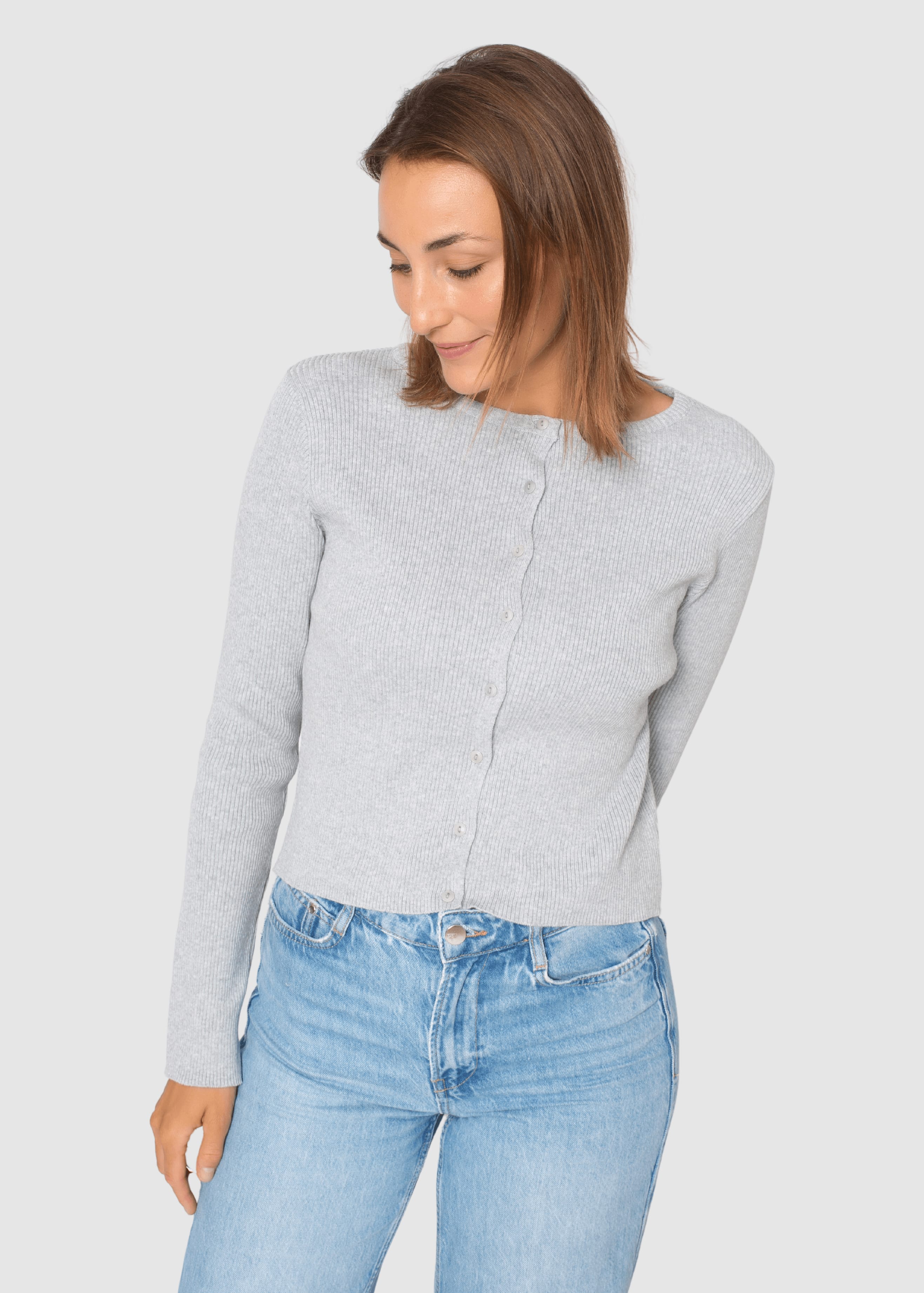 zerum-thin-cardigan-grey-melange-1.jpeg Thin Cardigan Grey Melange