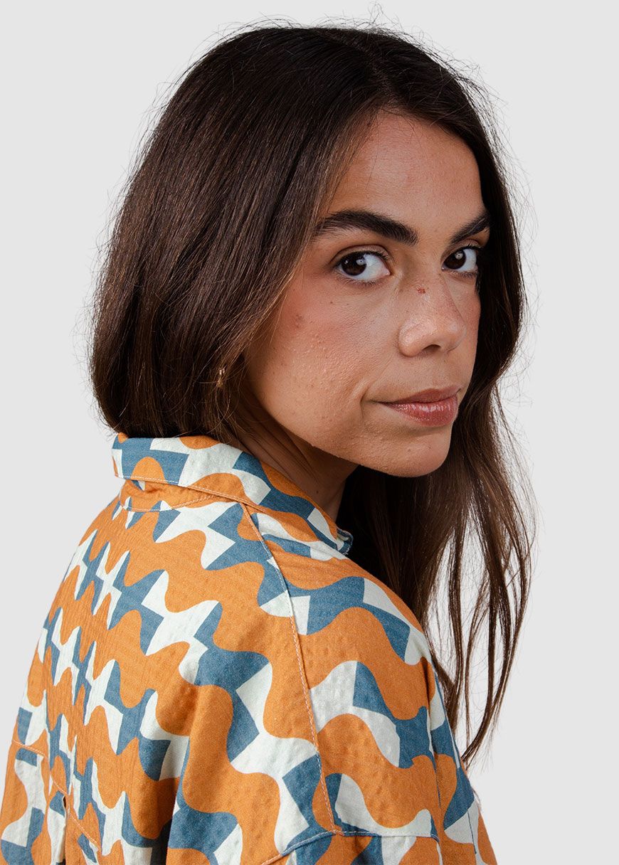 Big Tiles Oversize Cropped Blouse
