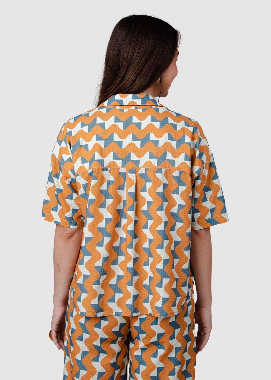 Big Tiles Oversize Cropped Blouse