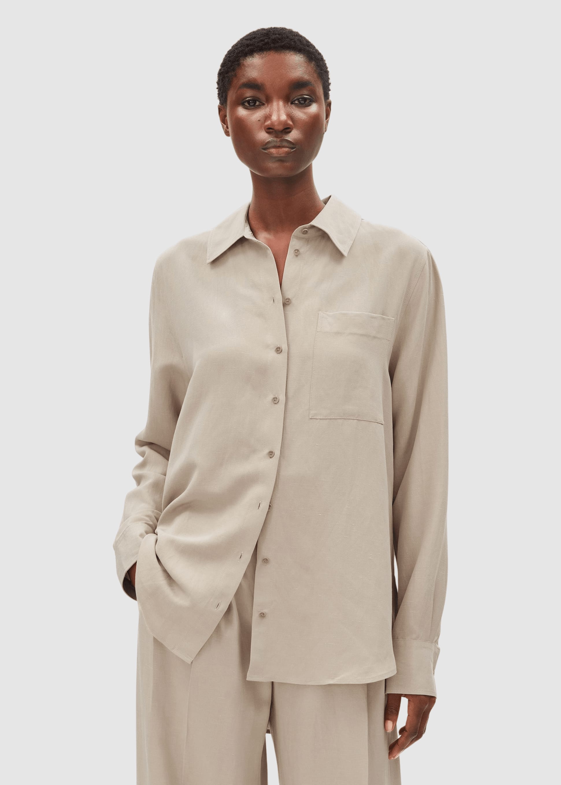 Linen Blend Shirt Blouse Sandstone Linen Blend Shirt Blouse Sandstone