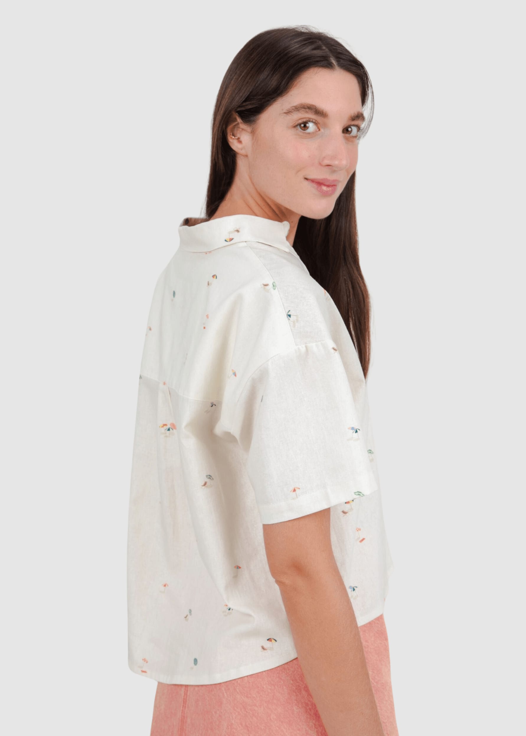 Beach Please Cropped Blouse Ecru