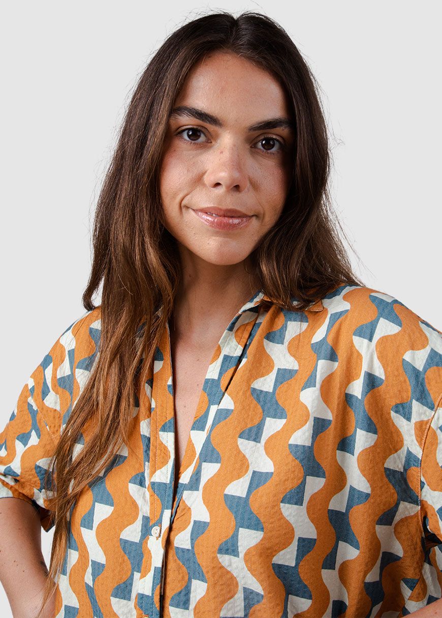 Big Tiles Oversize Cropped Blouse