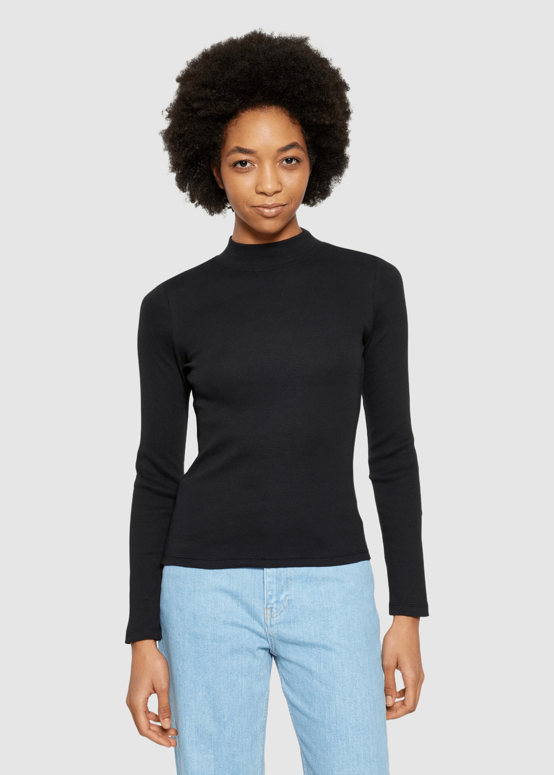 knowledge-cotton-apparel-rib-mock-neck-black-jet-1.jpeg Rib Mock Neck Black Jet