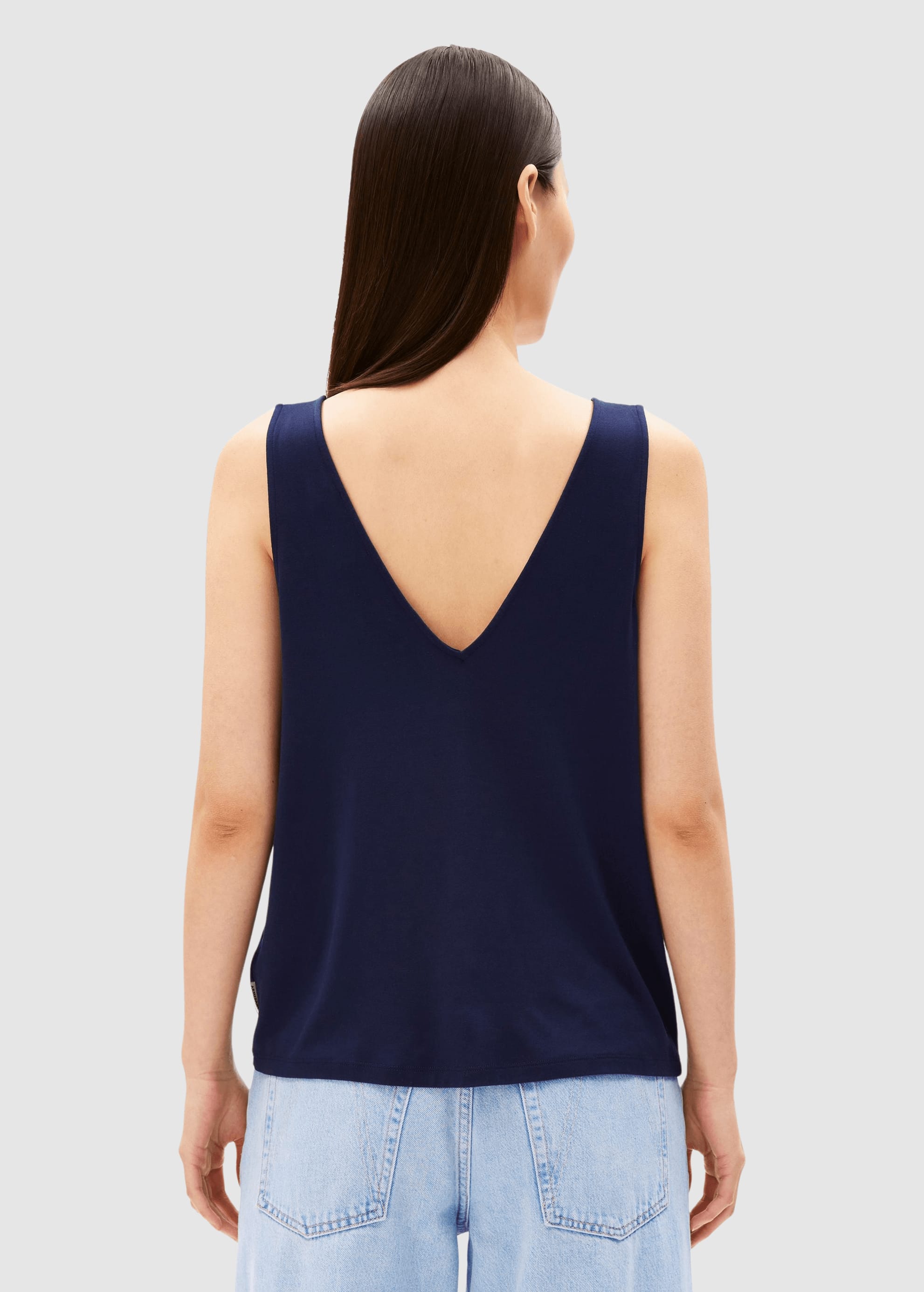 V-Neck Jersey Top Tinted Navy