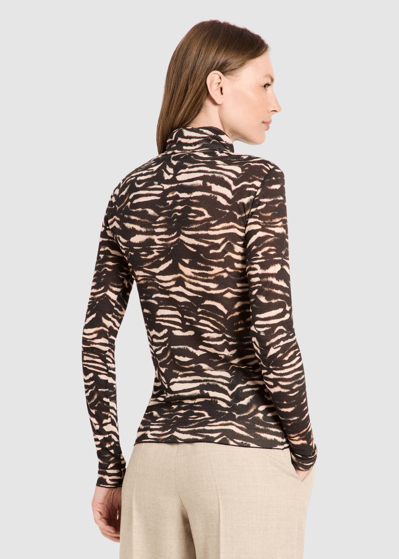 Rollkragenshirt Print Animal Stripes Rose