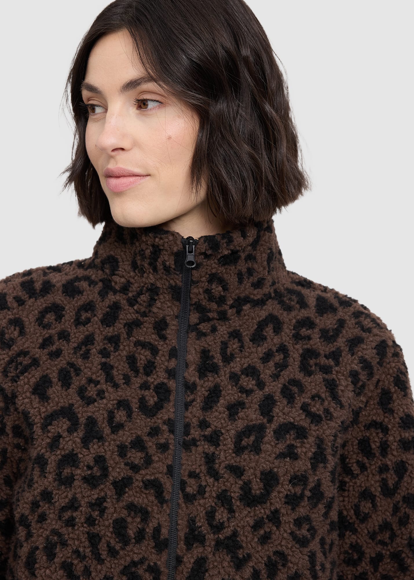 Printed Teddy-Fleece Jacket Chocolate Brown Printed