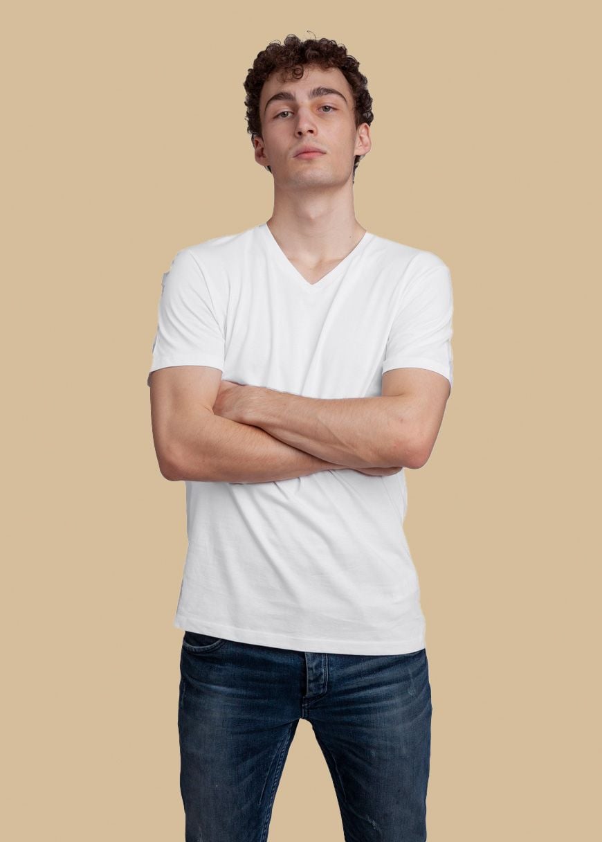 V-Neck T-Shirt Man White