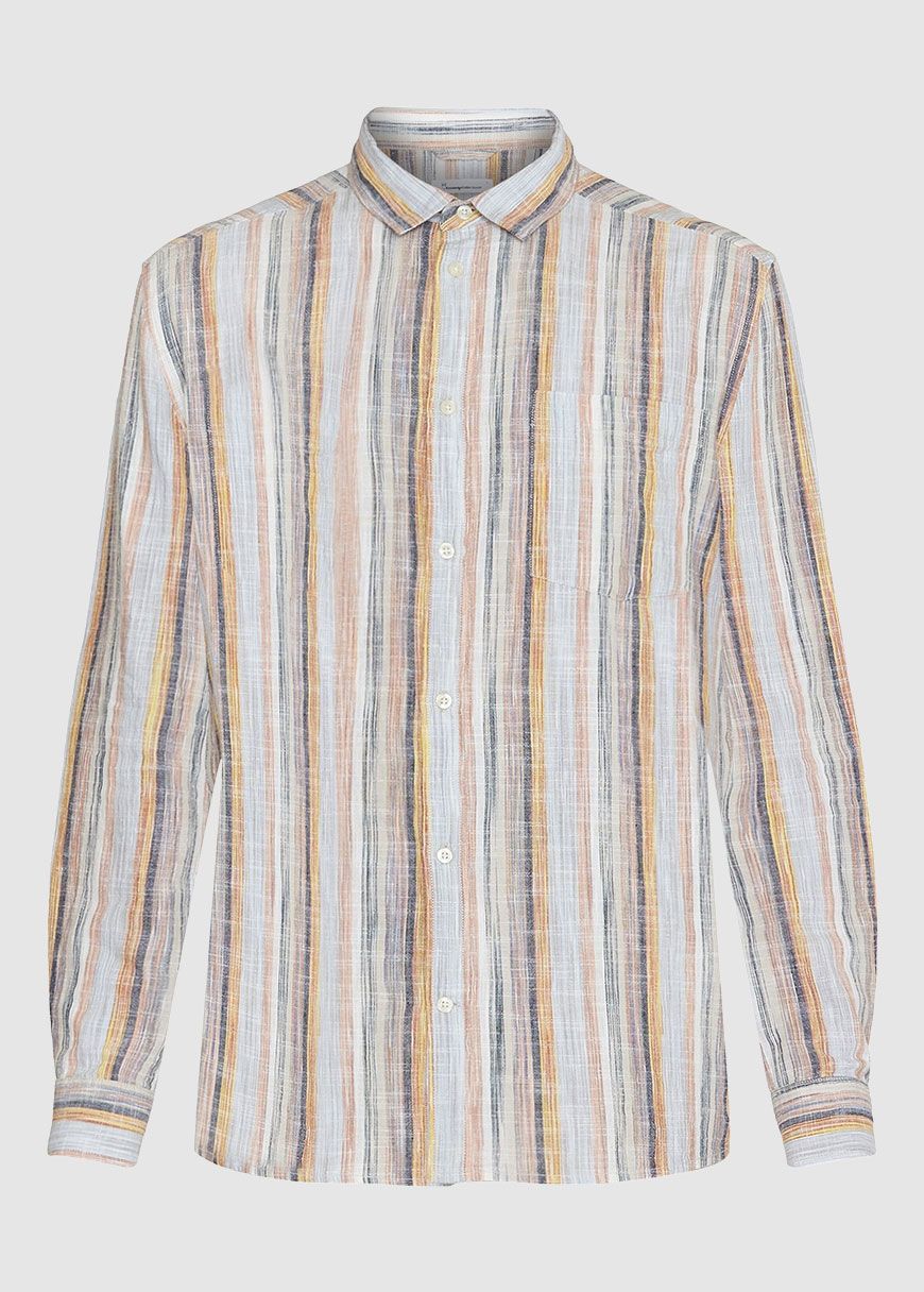 Loose Multicolored Striped Linen Shirt Loose Multicolored Striped Linen Shirt
