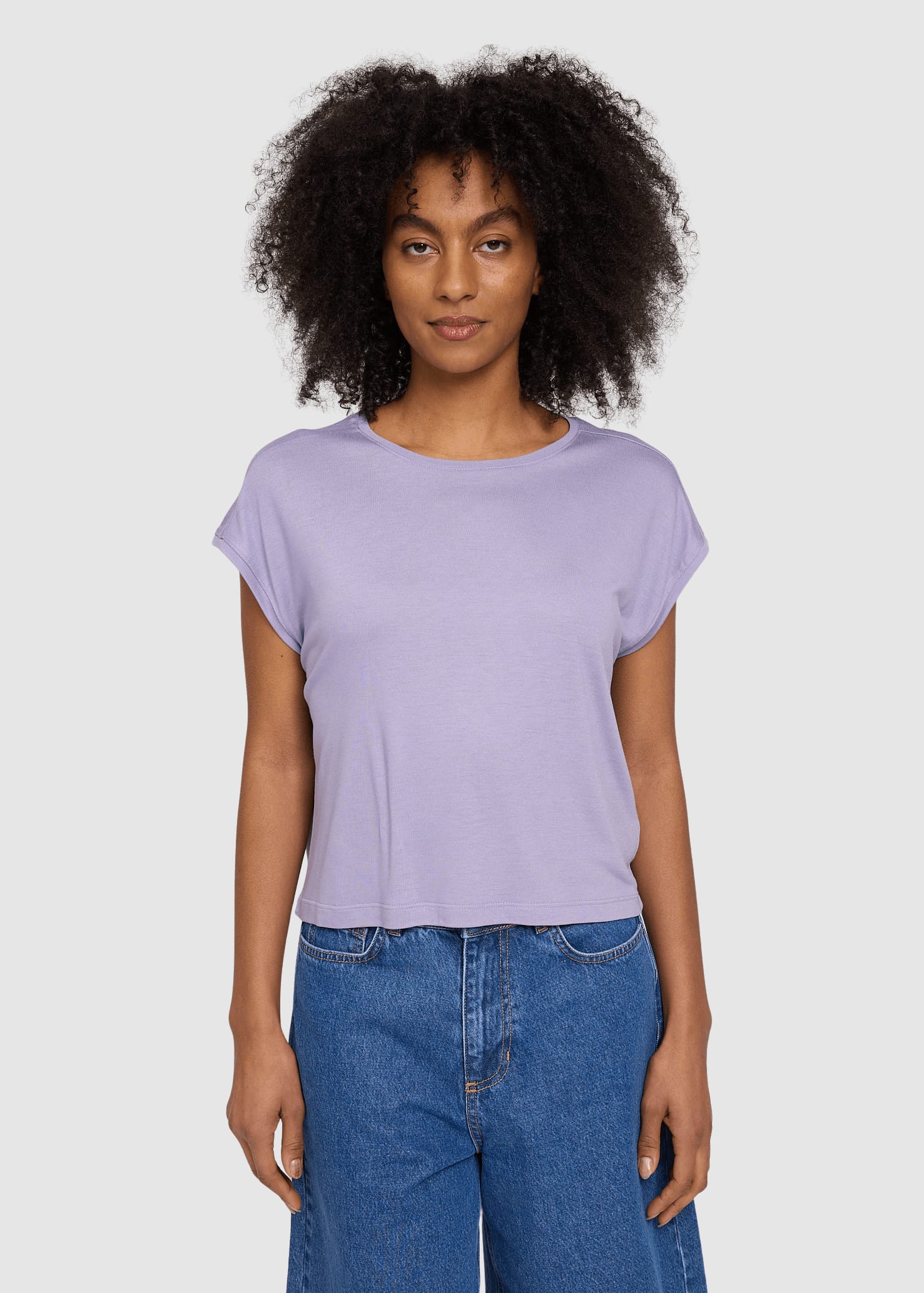 Ecovero Viscose Cropped T-Shirt Faded Lavender Ecovero Viscose Cropped T-Shirt Faded Lavender