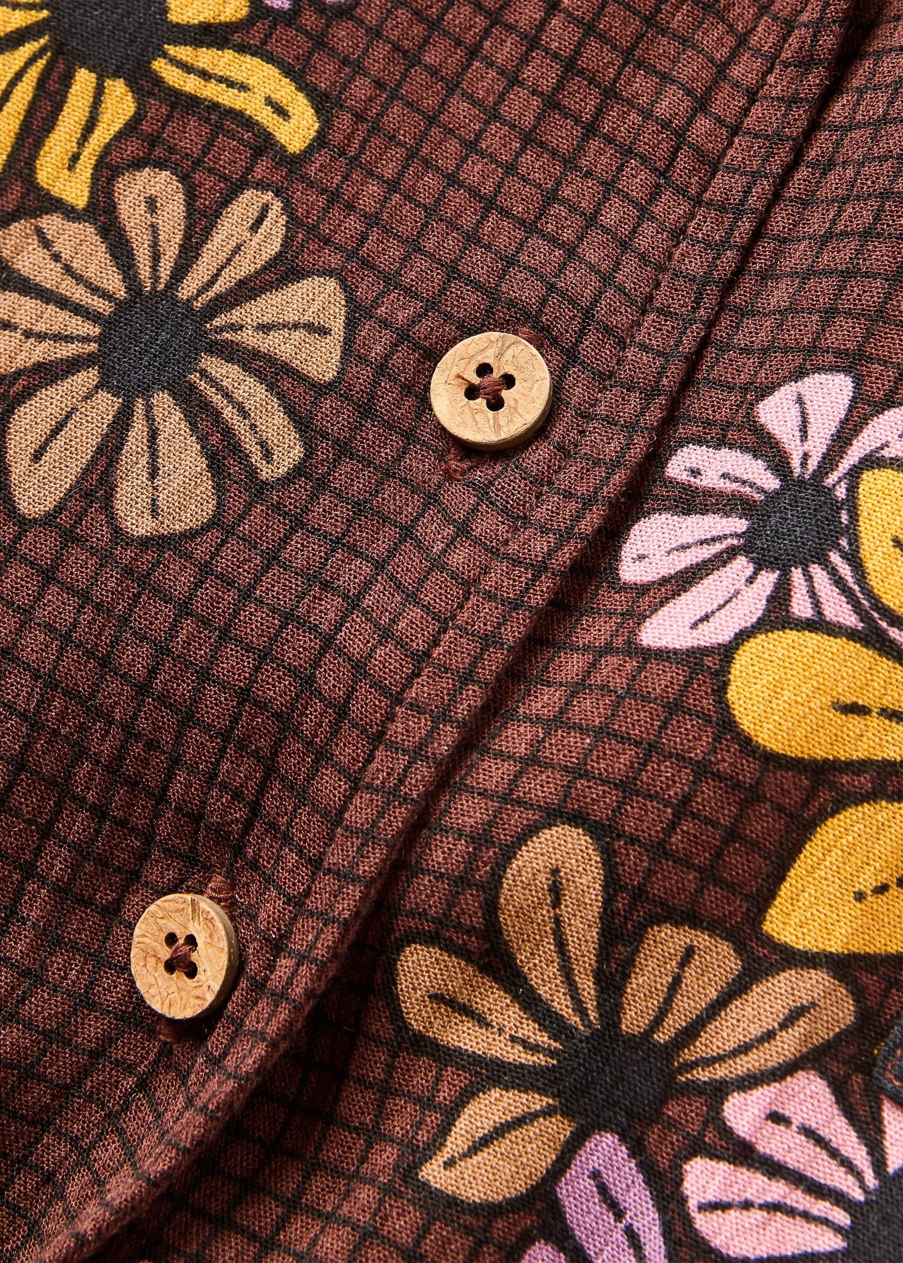 Arden Short Sleeve Shirt Eco Vero Floral Grid Espresso Arden Short Sleeve Shirt Eco Vero Floral Grid Espresso