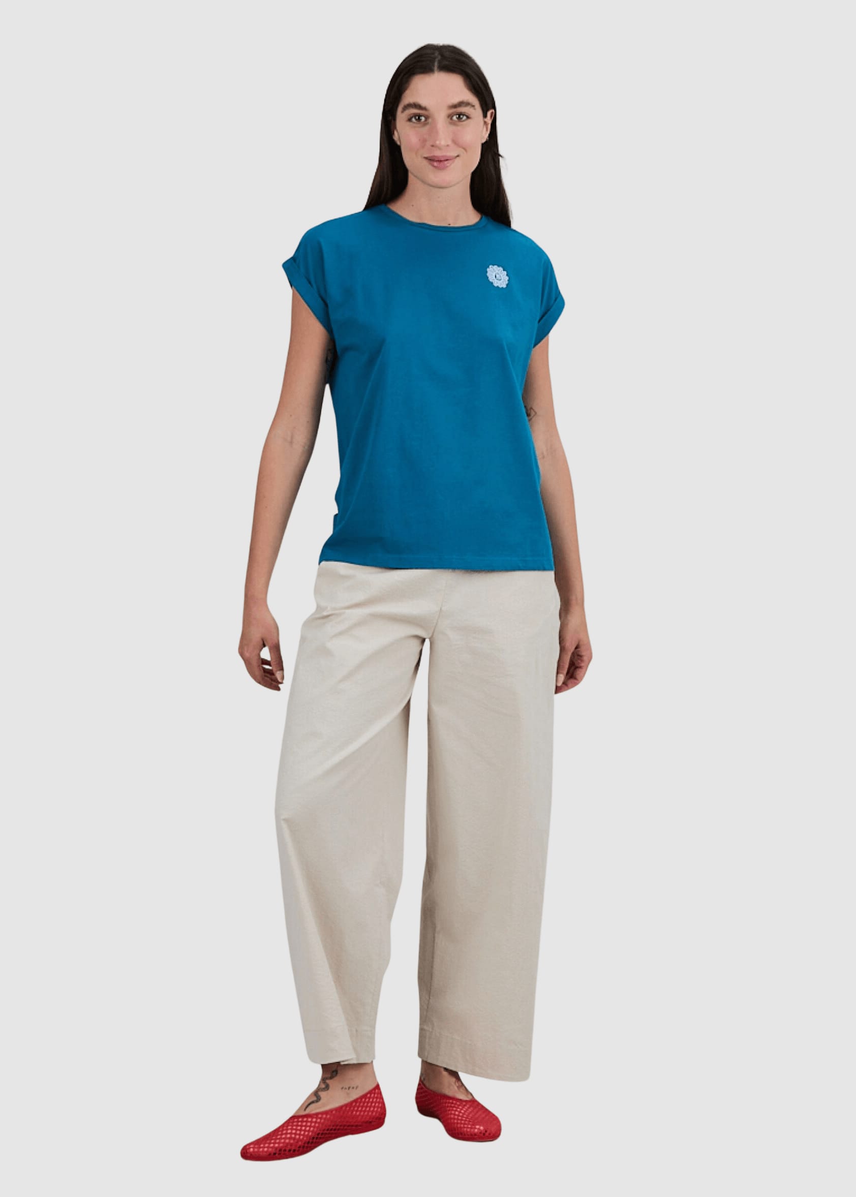Asis Percales Daisy Scoop Tee Blue Asis Percales Daisy Scoop Tee Blue