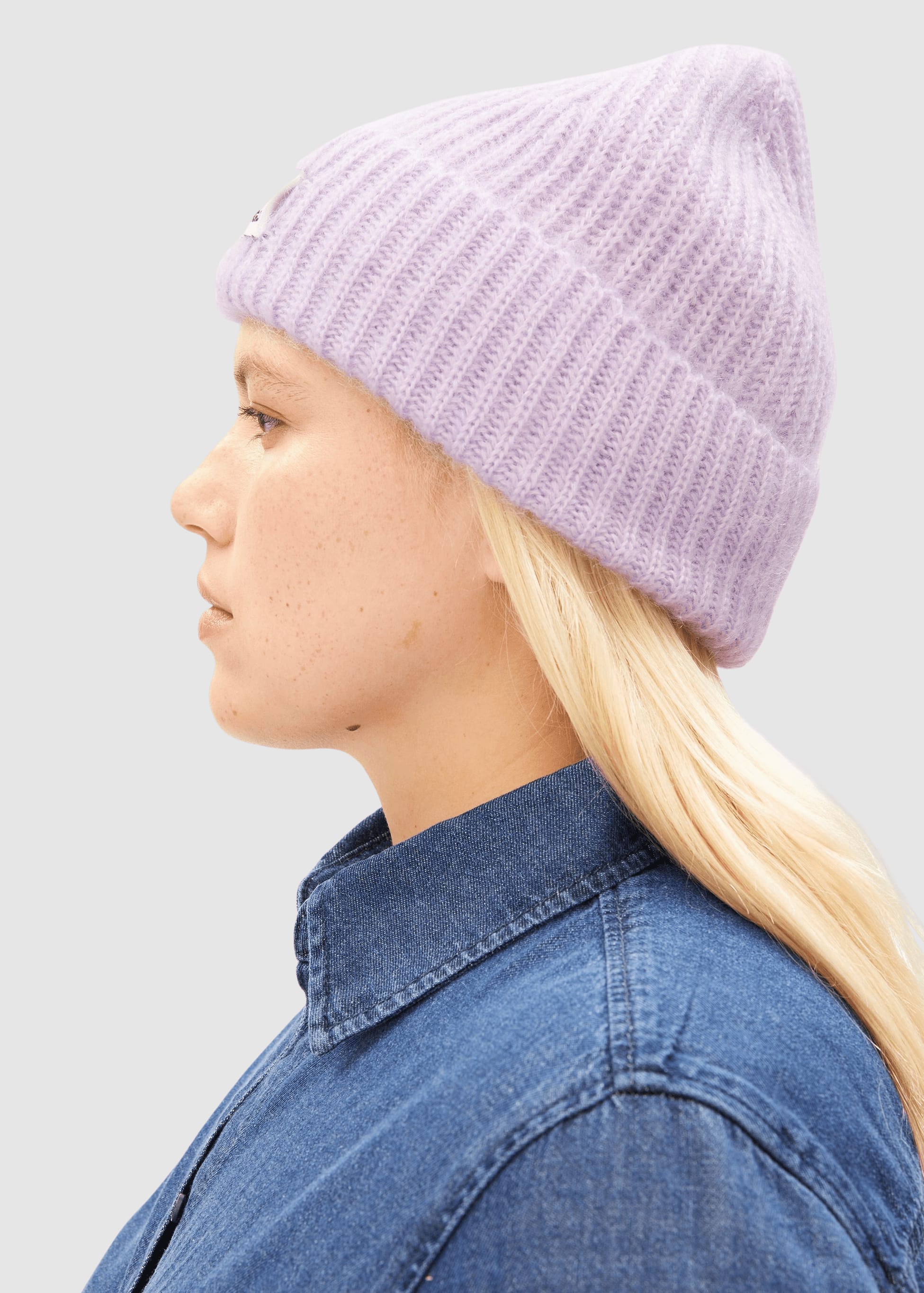 Mohair Blend Knit Hat W Moonlit Lilac