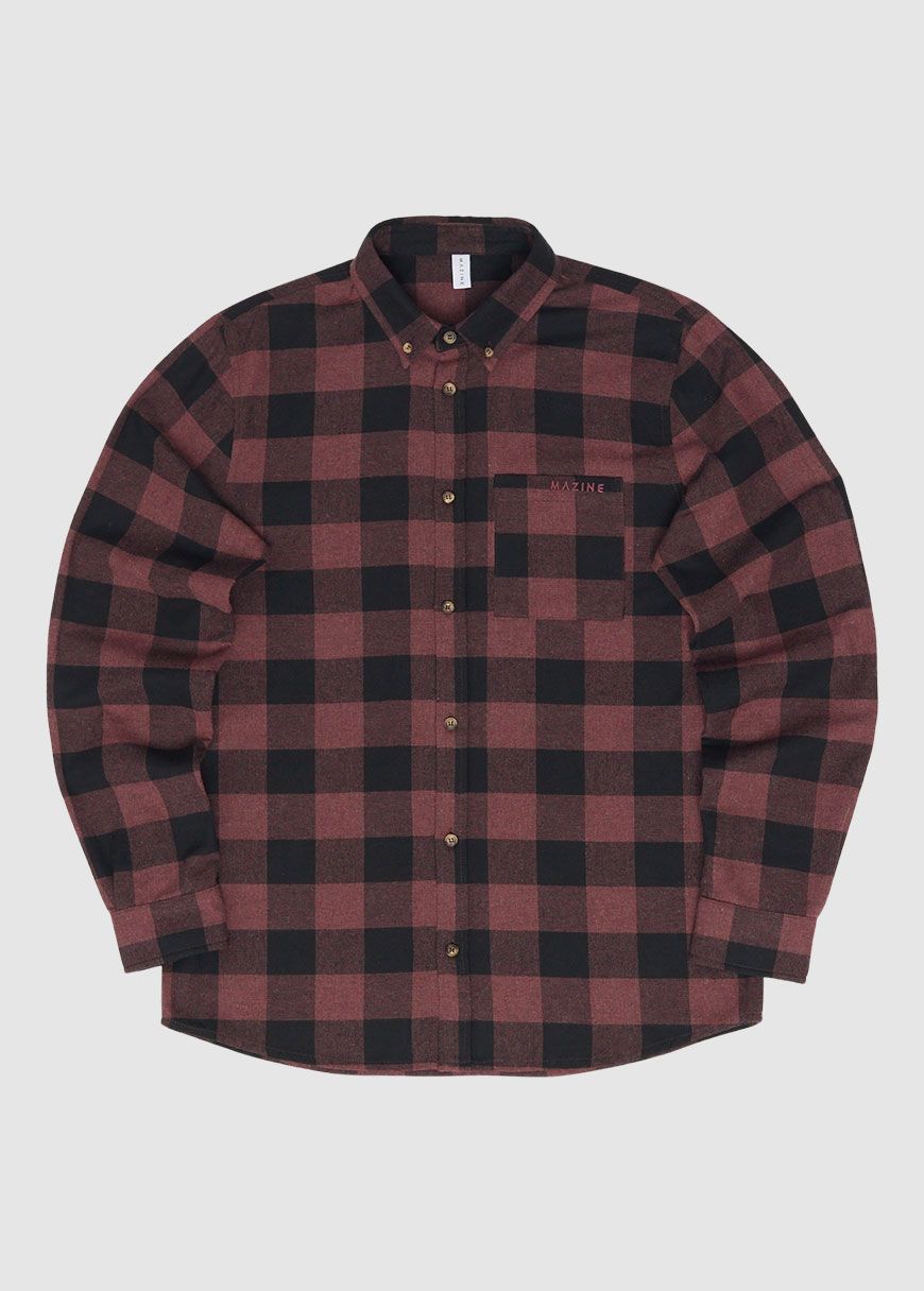 mazine_checked_flannel_shirt_AW_25_MAZ_25302505_Eggplant_Black_Mel_6_9d79cec44f Checked Flannel Shirt