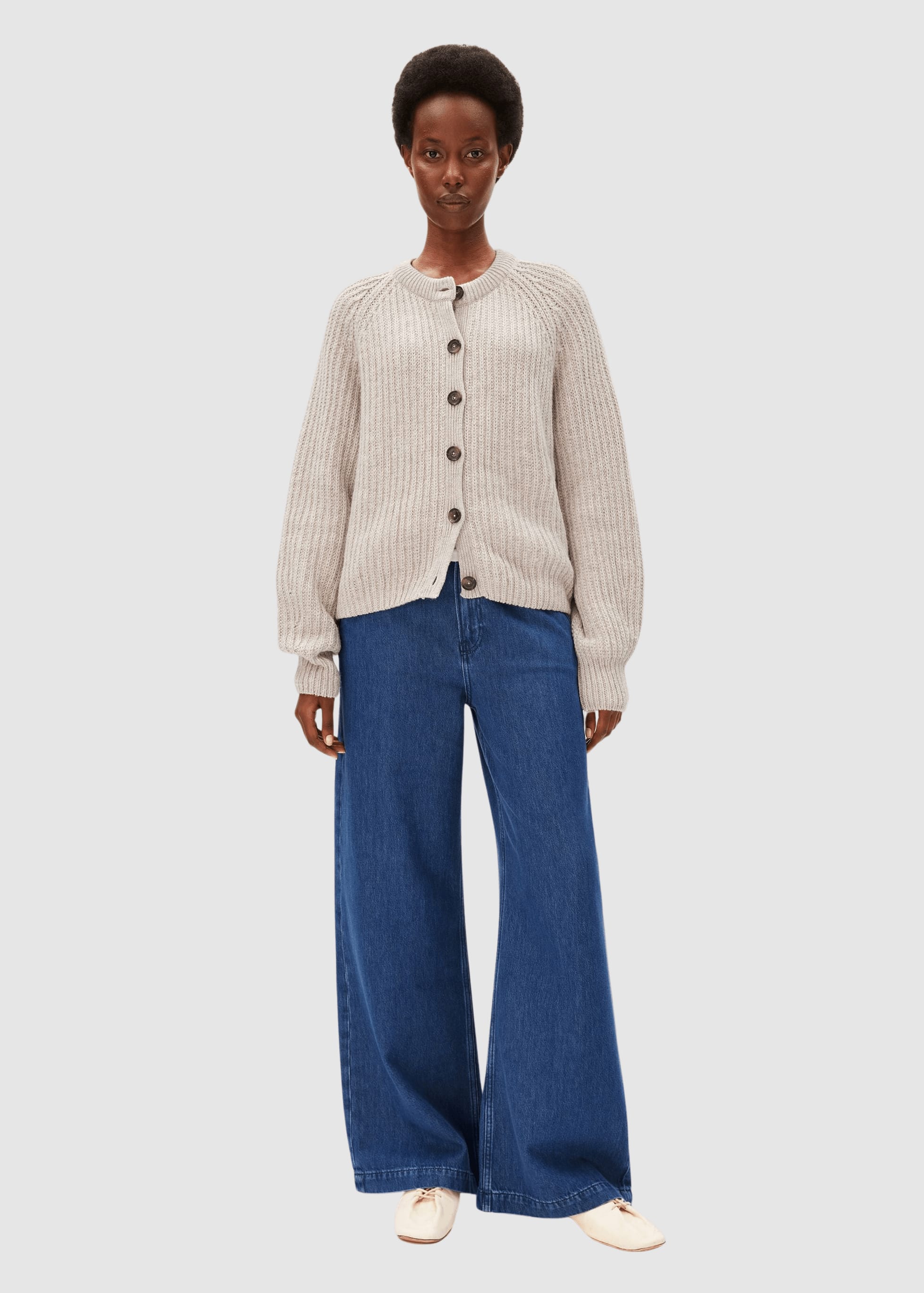 Rib Knit Cardigan Honey Melange