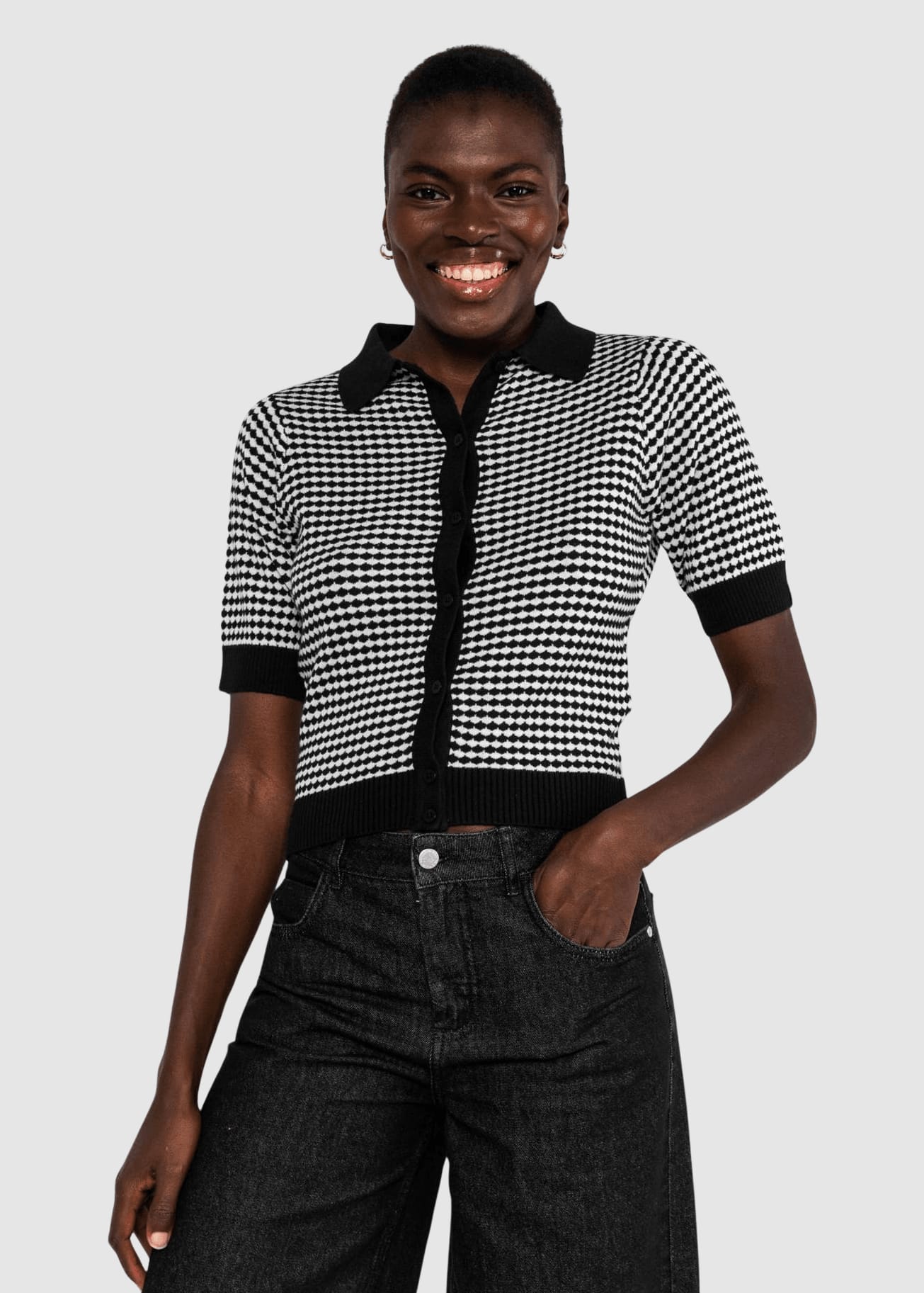 Petite Poloette Mixed Dots Black Beige Petite Poloette Mixed Dots Black Beige