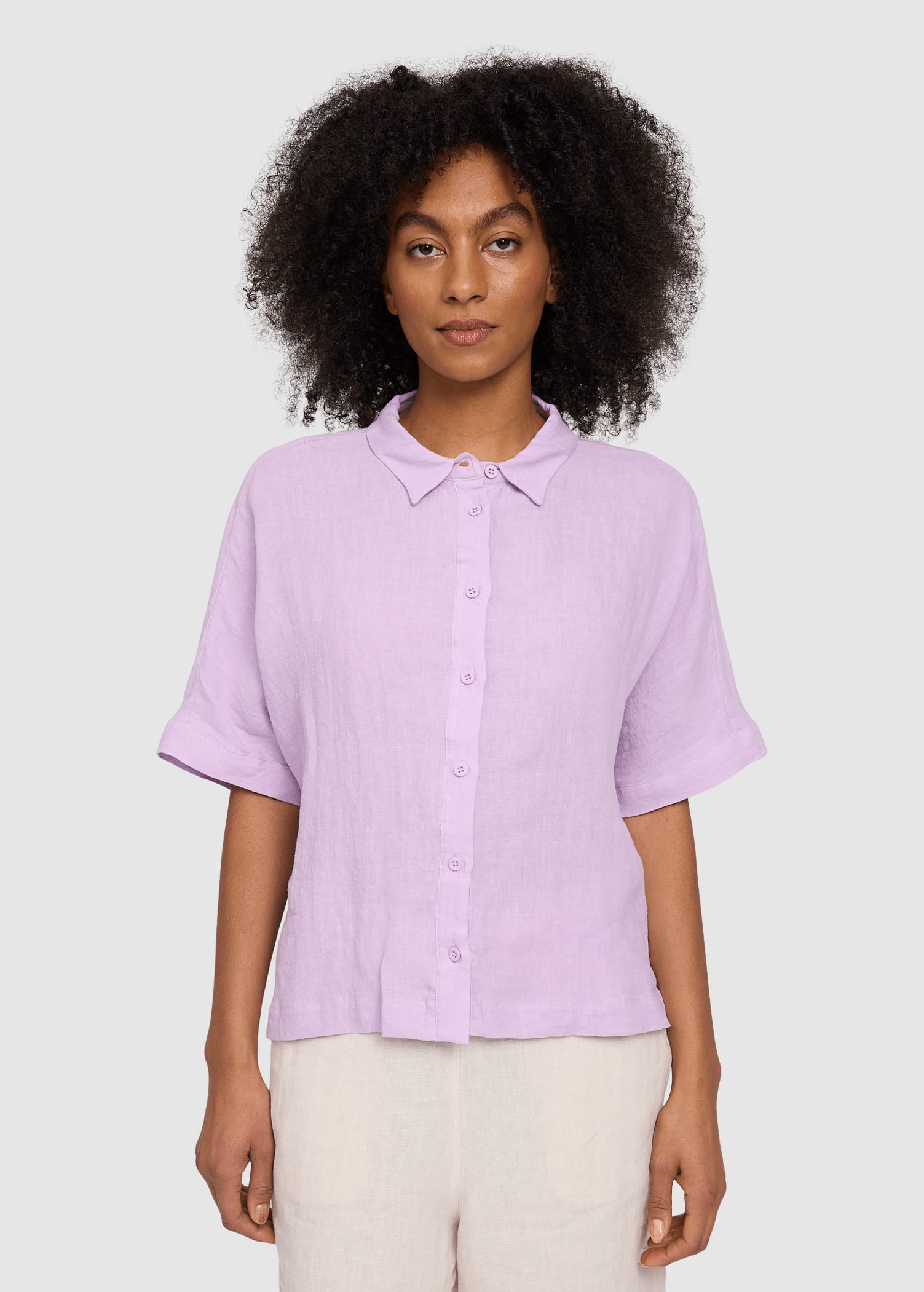 Short Sleeve Linen Shirt Bright Lavender Short Sleeve Linen Shirt Bright Lavender