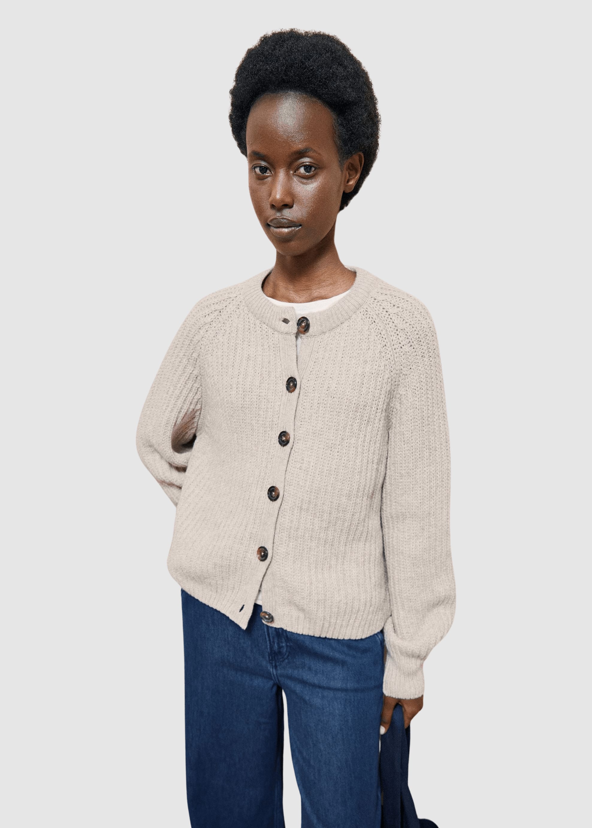 Rib Knit Cardigan Honey Melange