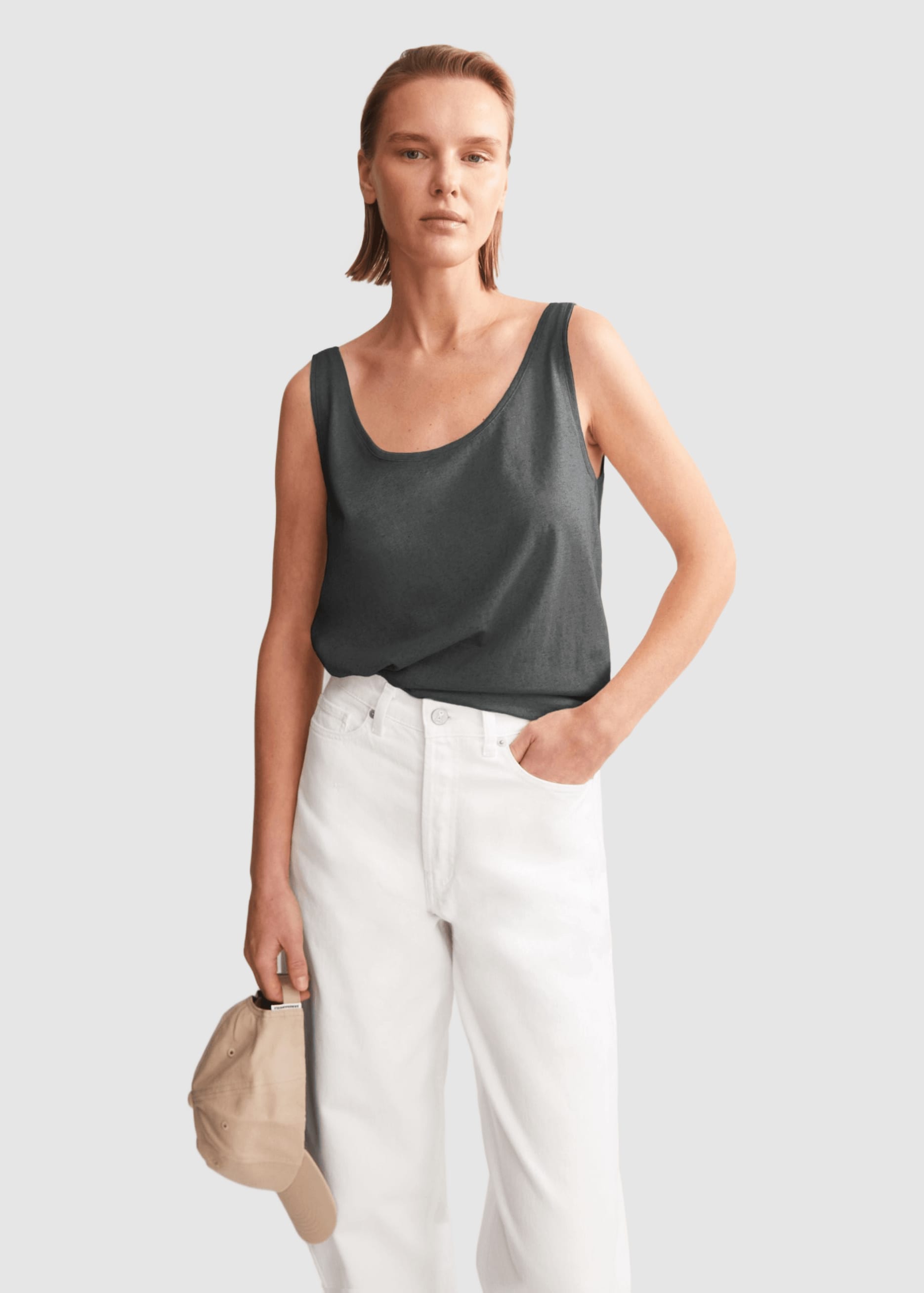 Linen Blend Top Space Steel Linen Blend Top Space Steel