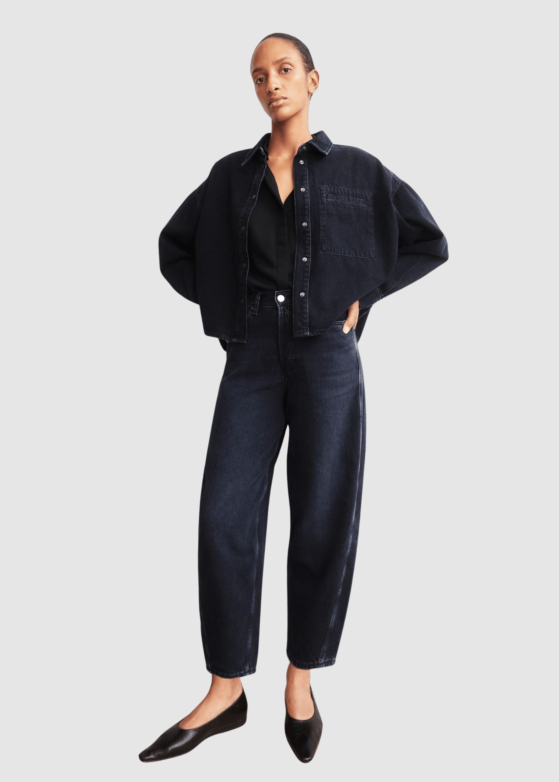 Baarly High Waist Barrel Jean Fluid Ink