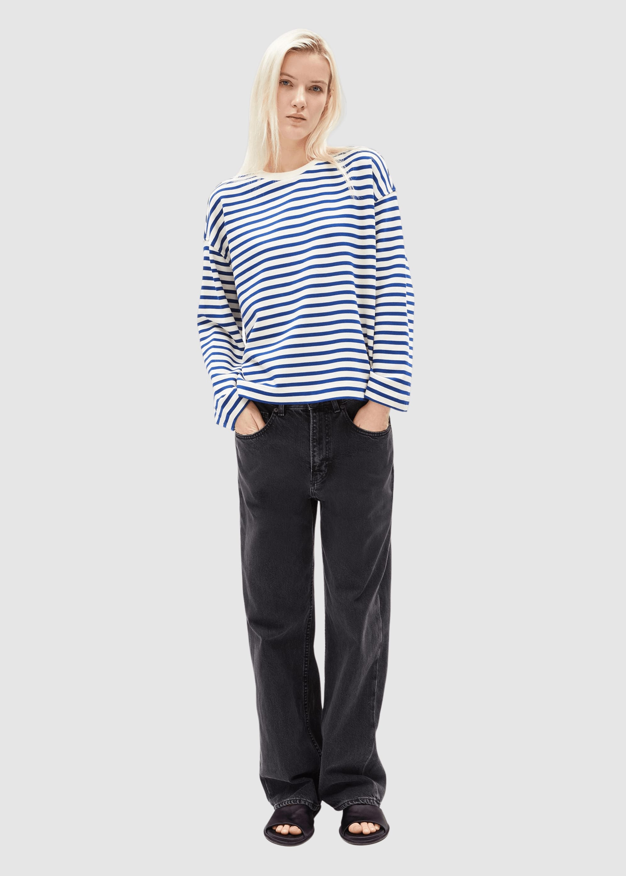 Frankaa Maarlen Stripe Sweat Undyed-Dynamo Blue