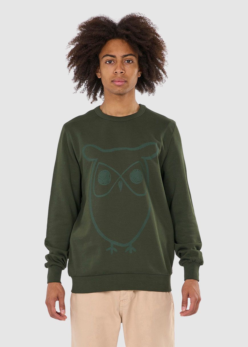 Crew Neck Big Owl Front Print Sweat Crew Neck Big Owl Front Print Sweat