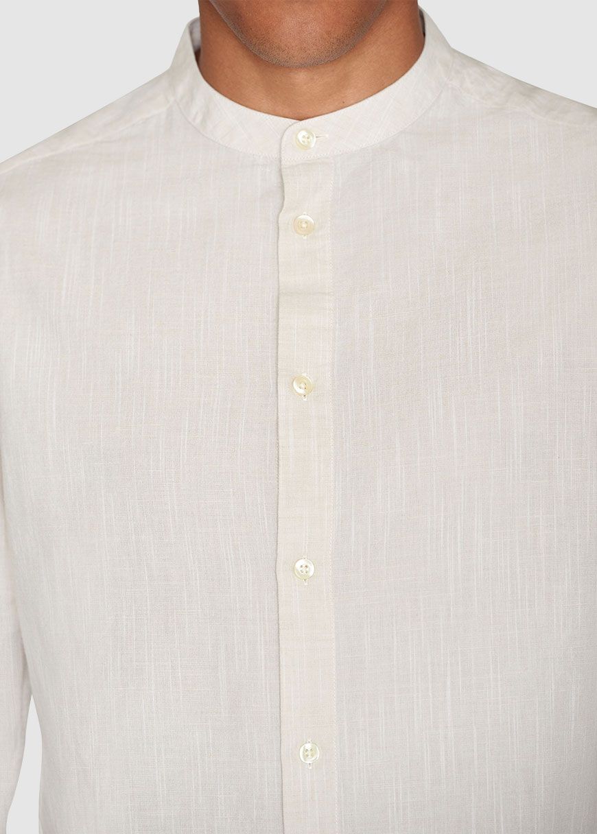 Regular Linen Stand Collar Shirt