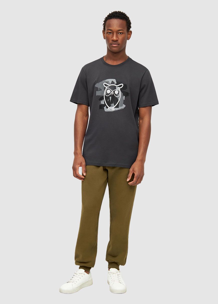 Regular Fit Owl Chest Print T-Shirt