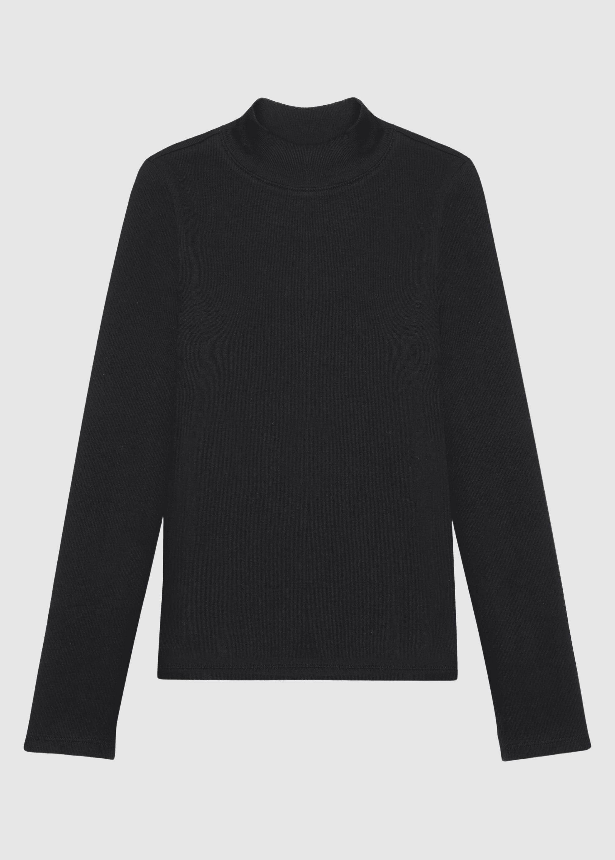 Rib Mock Neck Black Jet