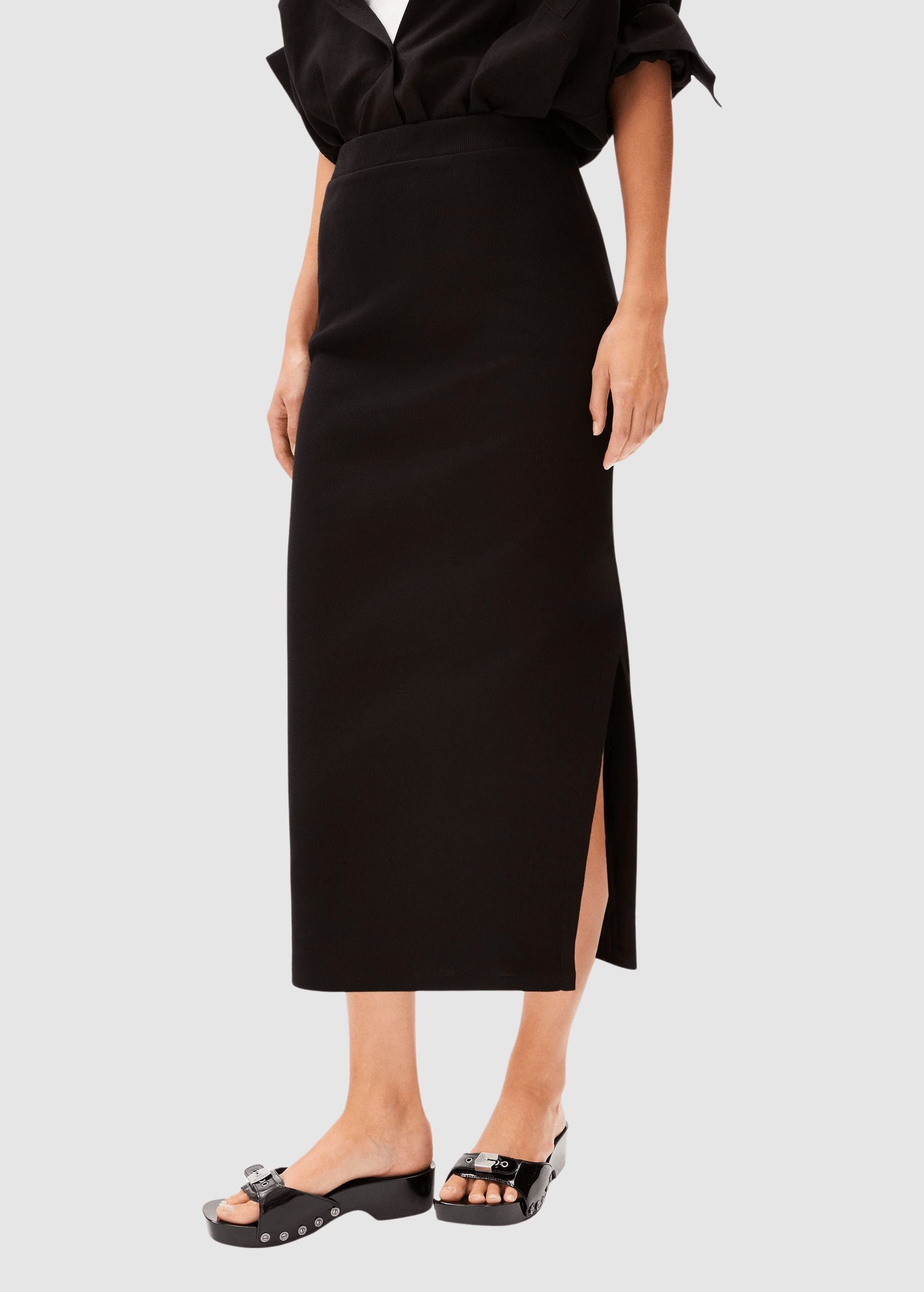 Azitaa Rib Midi Skirt Black Azitaa Rib Midi Skirt Black