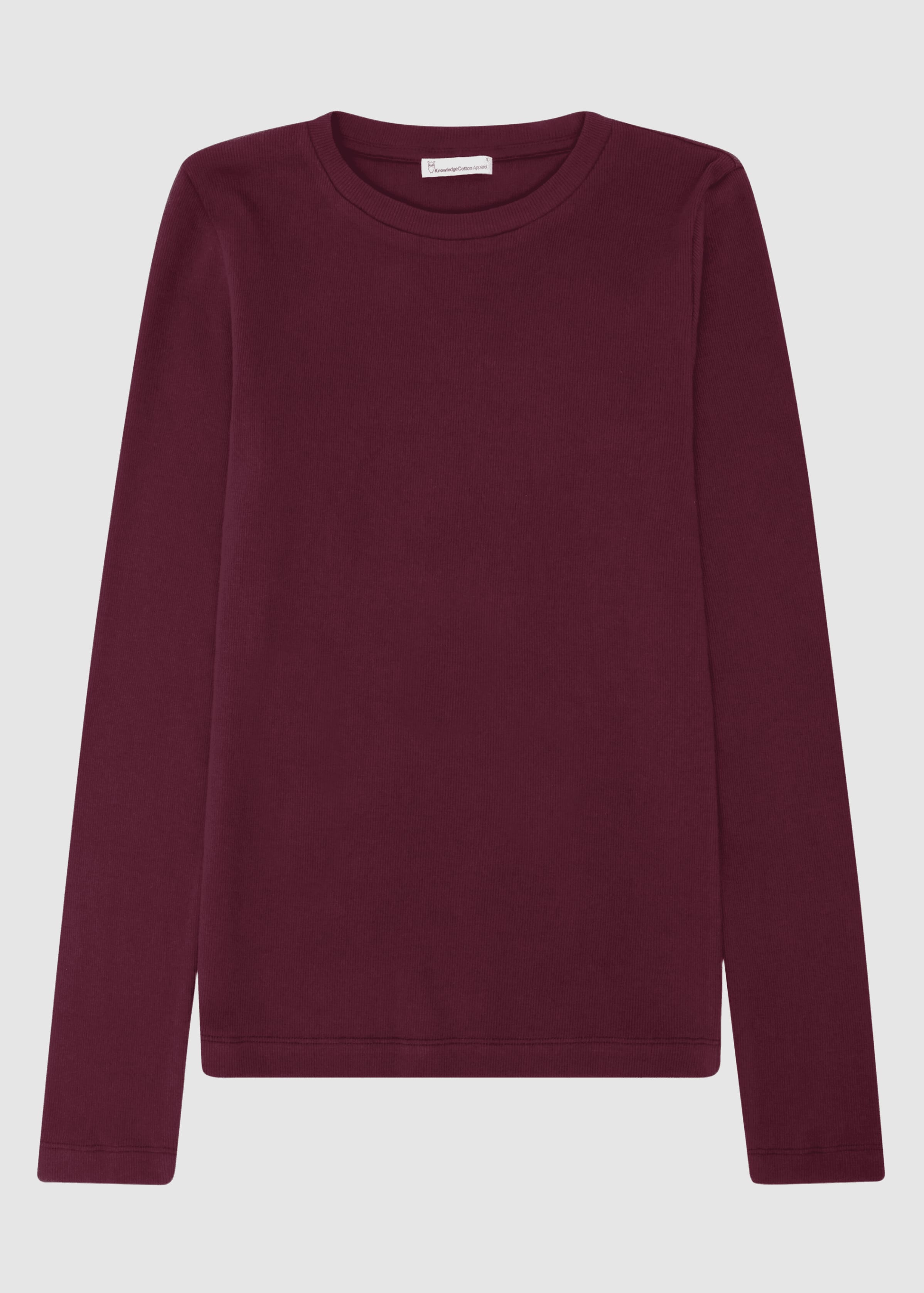 knowledge-cotton-apparel-rib-long-sleeve-t-shirt-burgundy-1.jpeg Rib Long Sleeve T-Shirt Burgundy