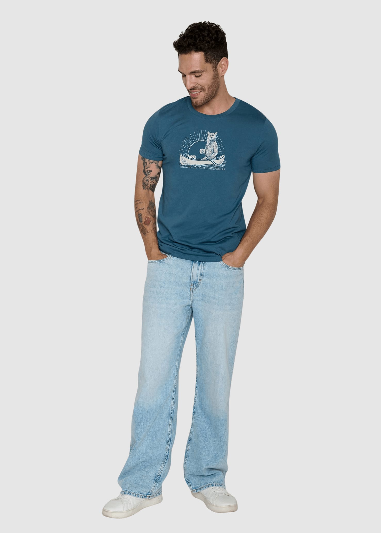 Bear Canoe Guide T-Shirt Tidal Blue