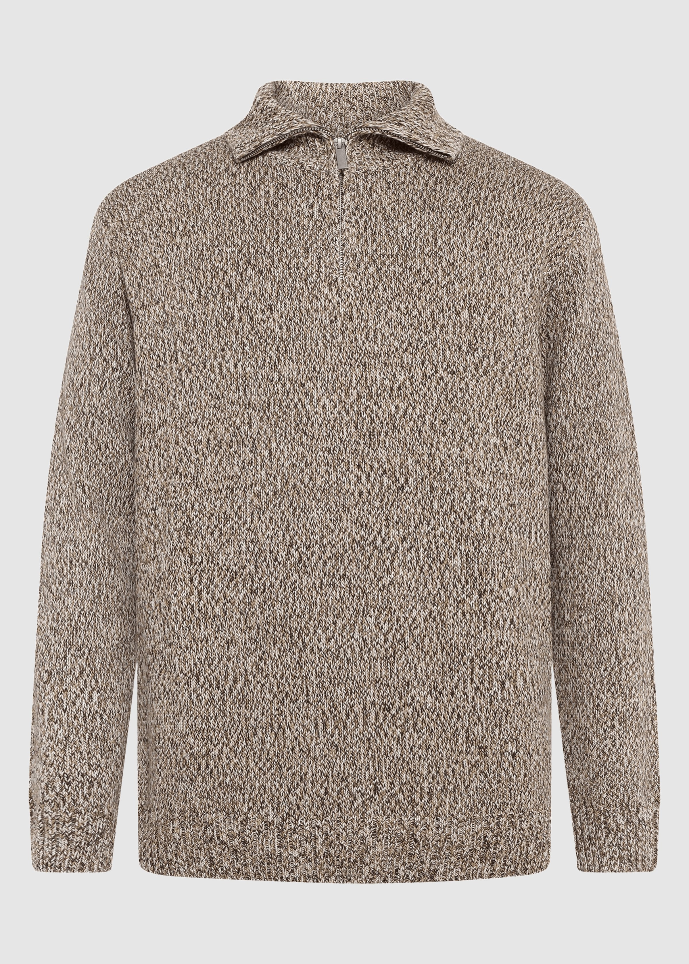 knowledge-cotton-apparel-quater-zip-sweater-brown-multi-8.jpeg Quater Zip Sweater Brown Multi