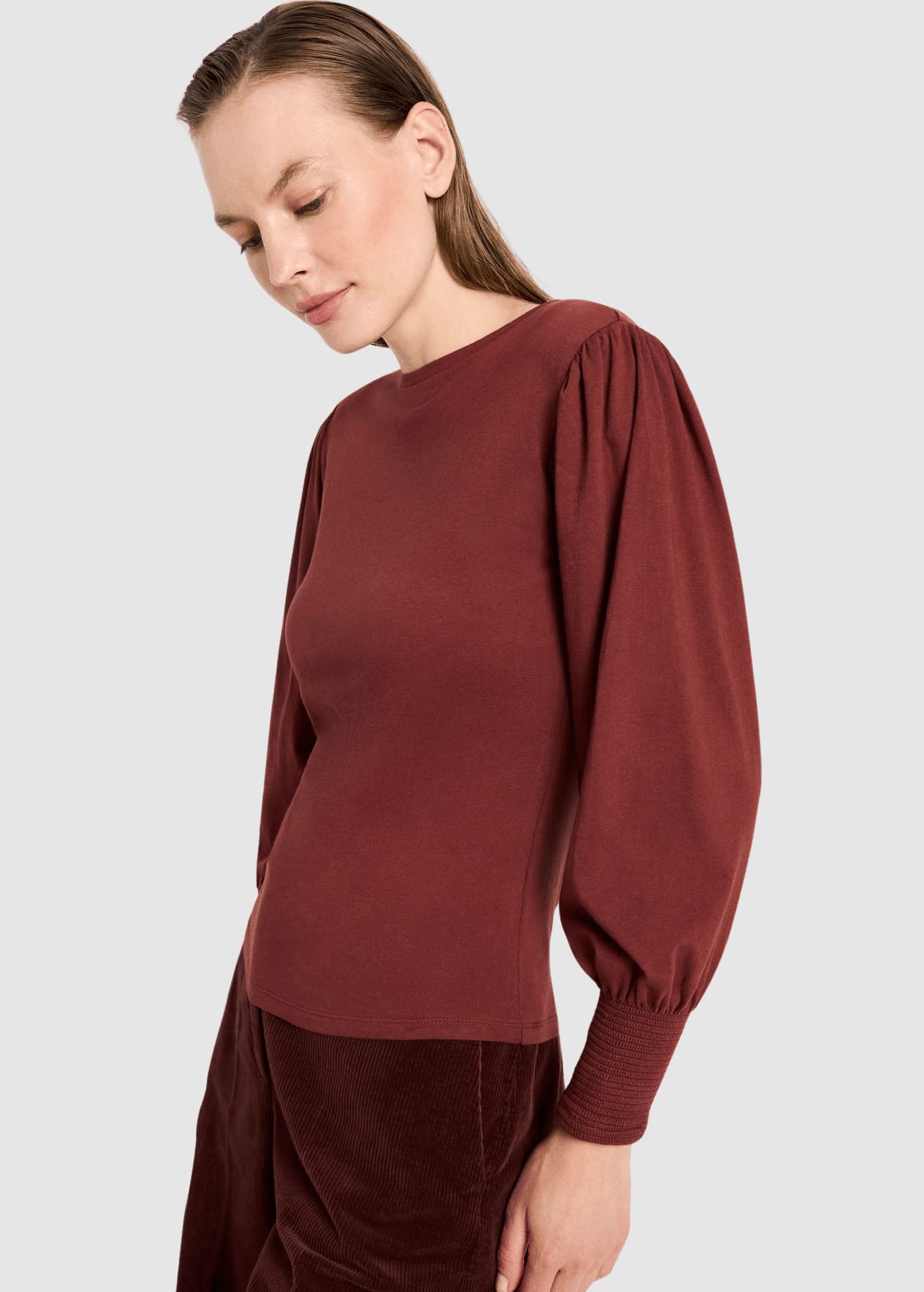 Shirt Mit Gerafftem Ärmel Red Mahagony