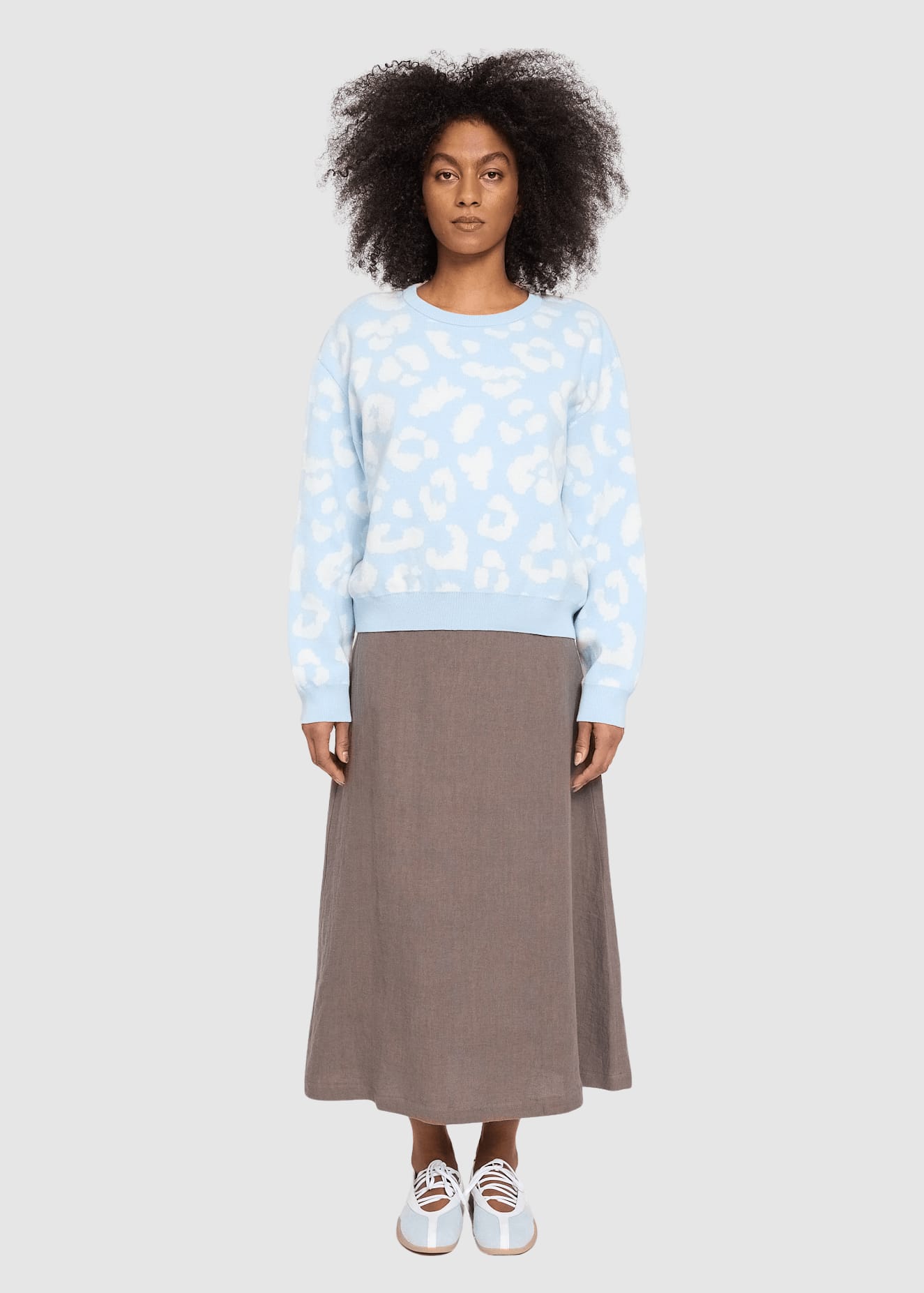 Leo Jacquard Knit Jumper Dream Blue Offwhite