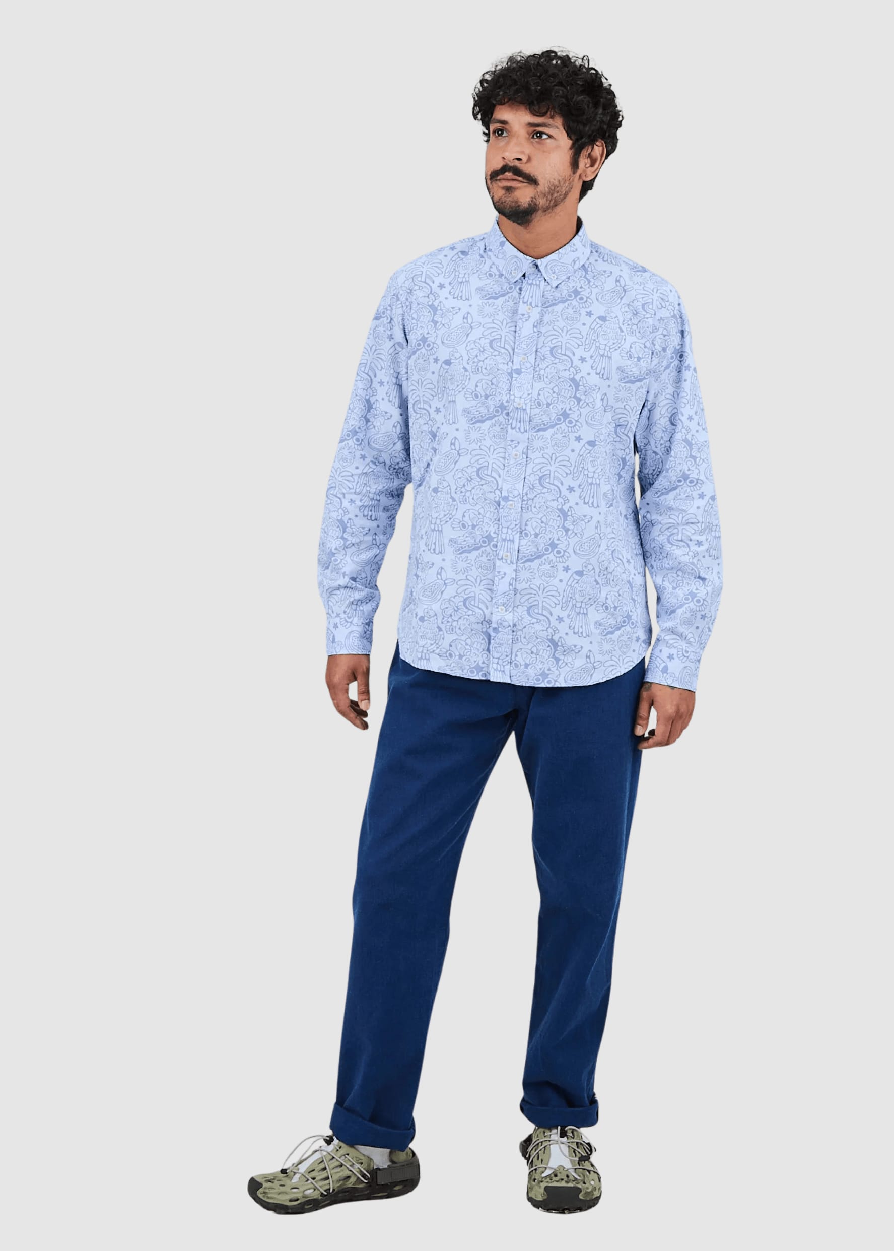 Asis Percales Crocodylus Regular Shirt Blue