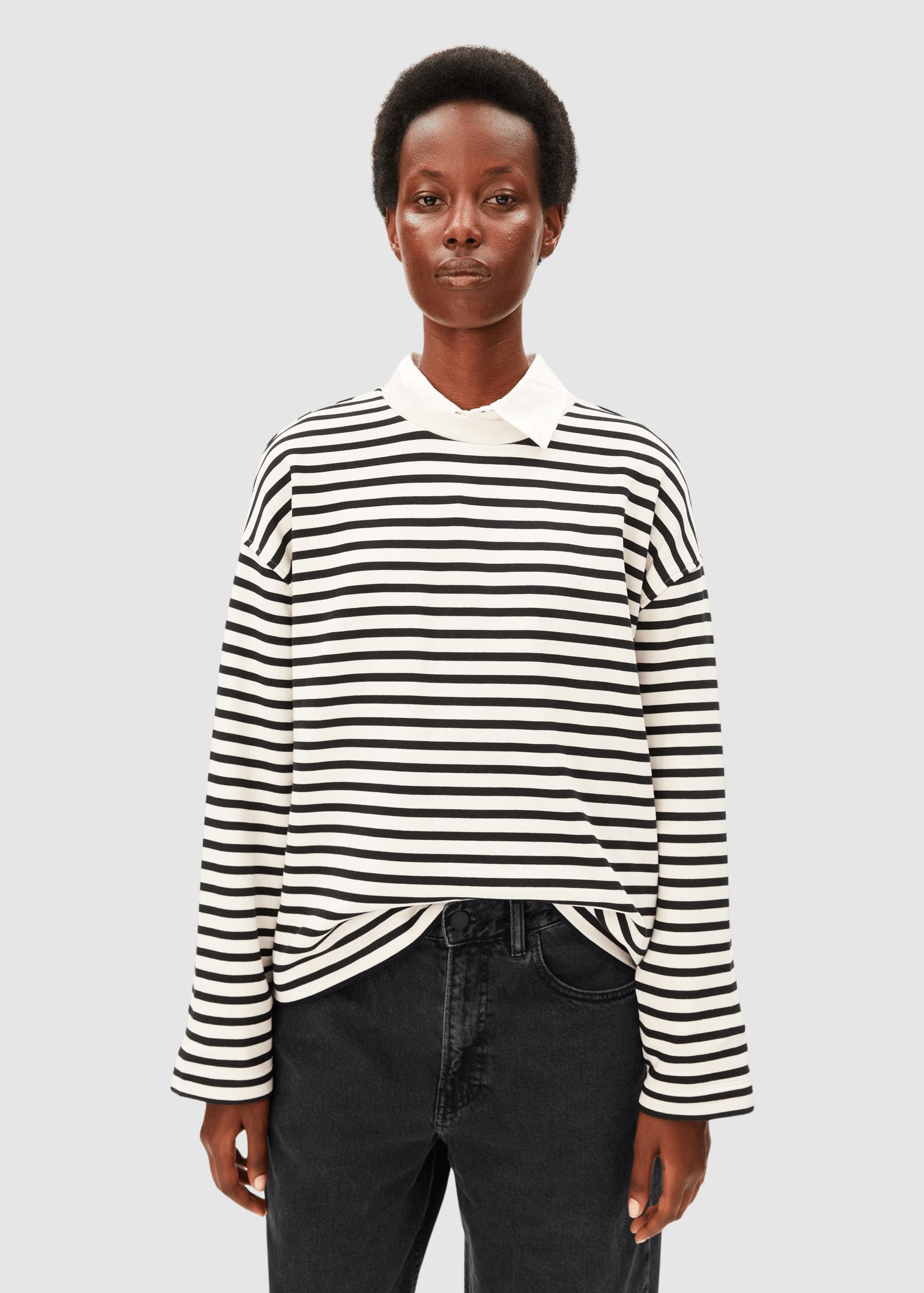 Frankaa Maarlen Stripe Sweat Undyed Black