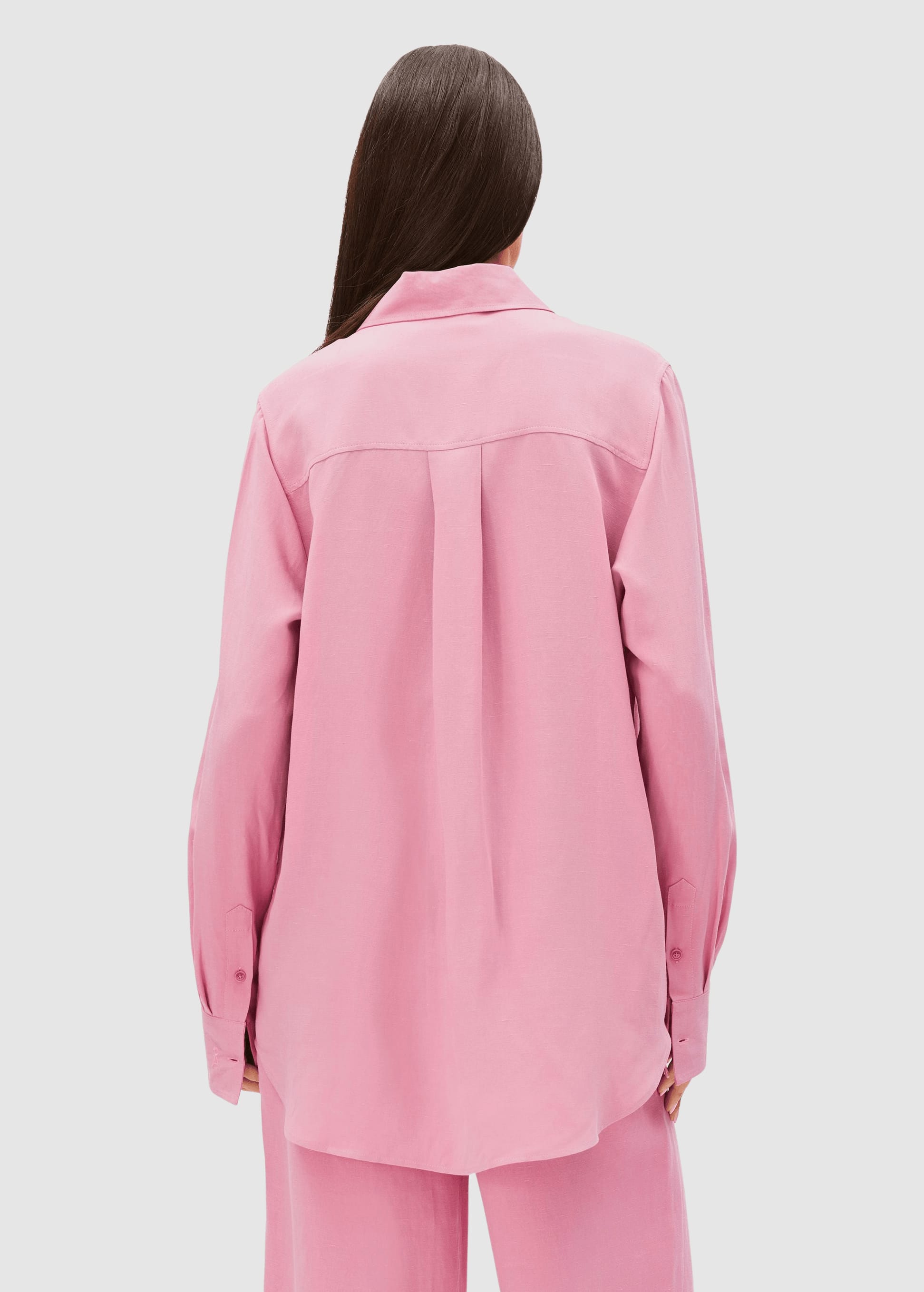 Linen Blend Shirt Blouse Washed Berry