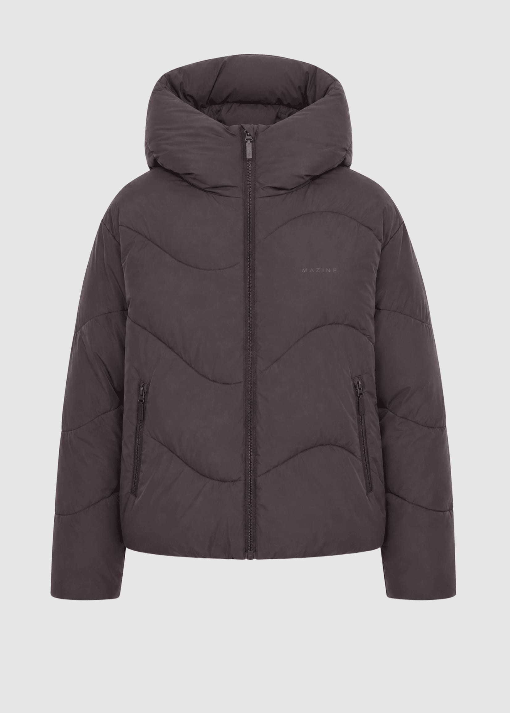 Waves Quilt Short Puffer Jacket Eggplant