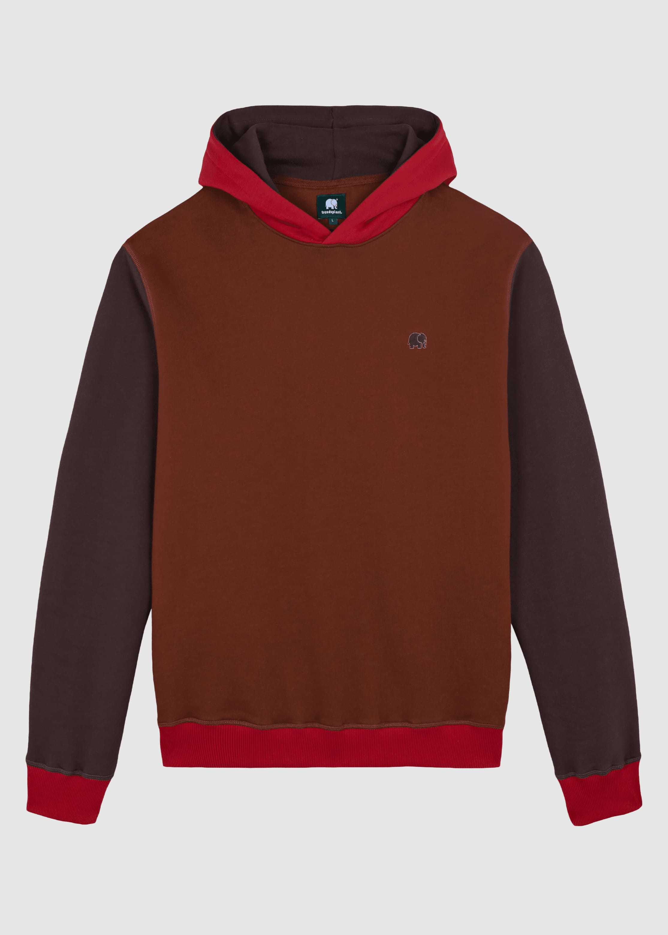 Color Block Hoodie Cherry Mahogany Brown