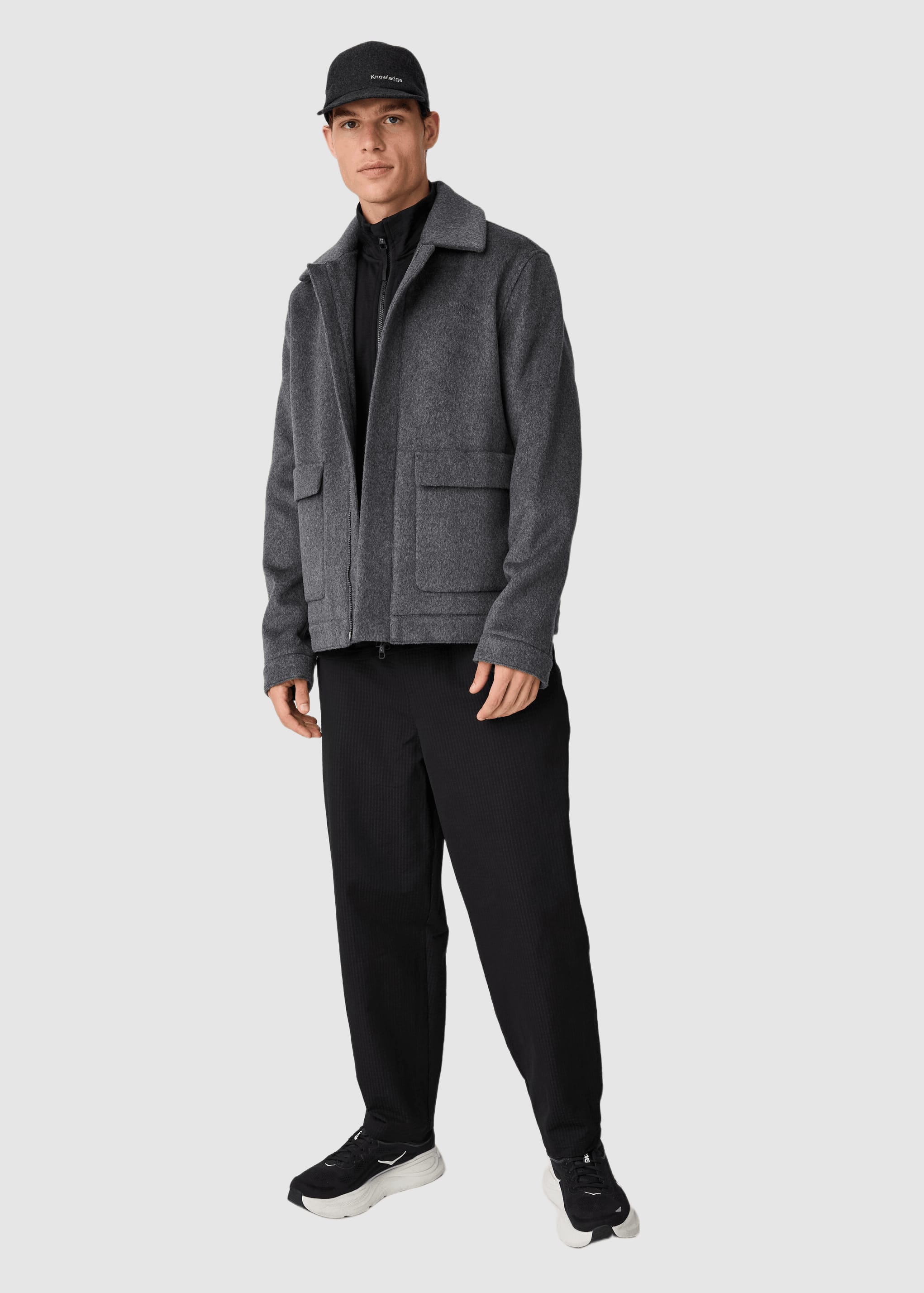 knowledge-cotton-apparel-wool-jacket-dark-grey-melange-6.jpeg Wool Jacket Dark Grey Melange