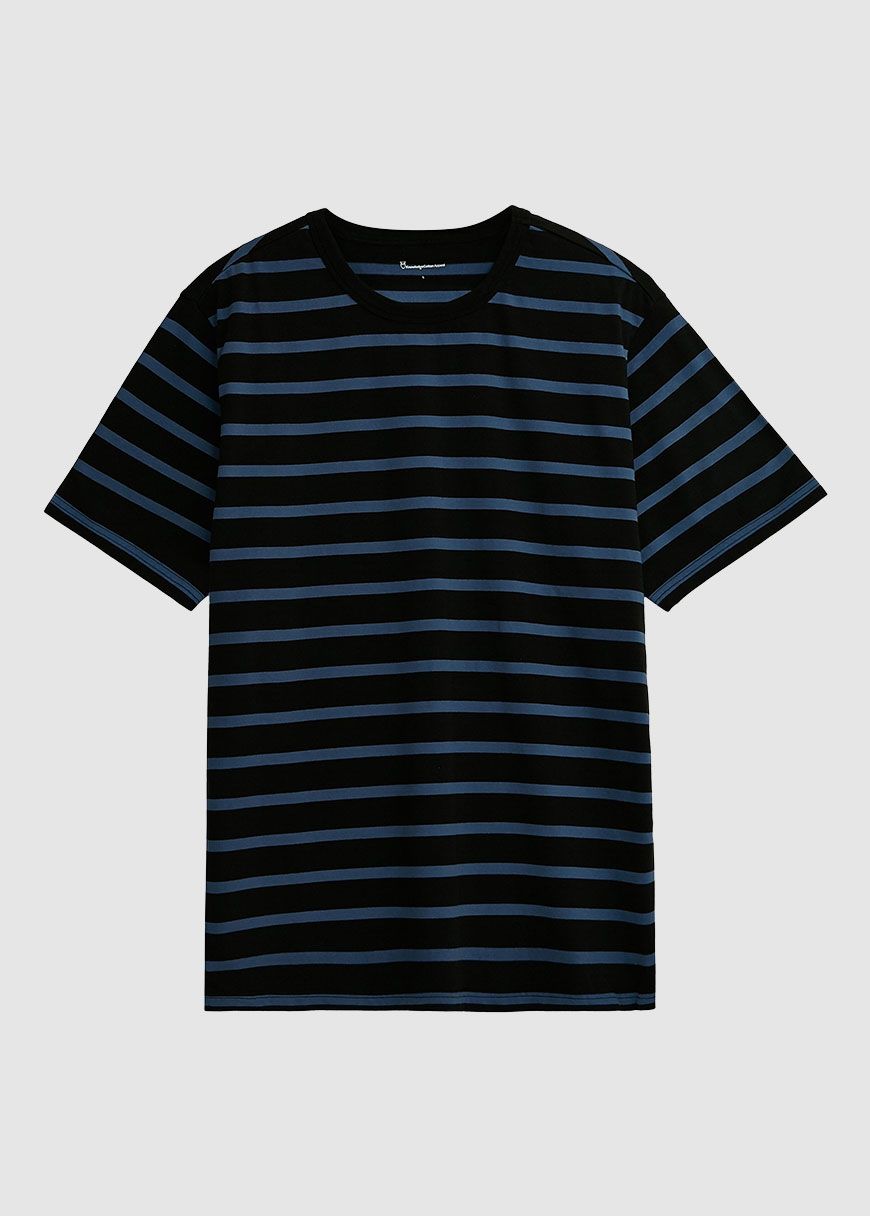 Regular Short Sleeve Cotton Striped O-Neck T-Shirt