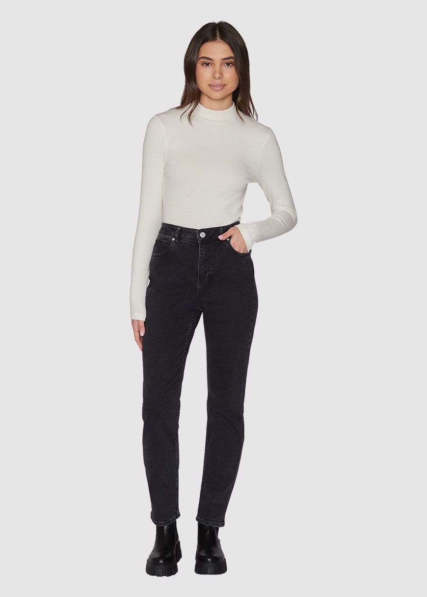 Rib High Neck Long Sleeved Rib High Neck Long Sleeved